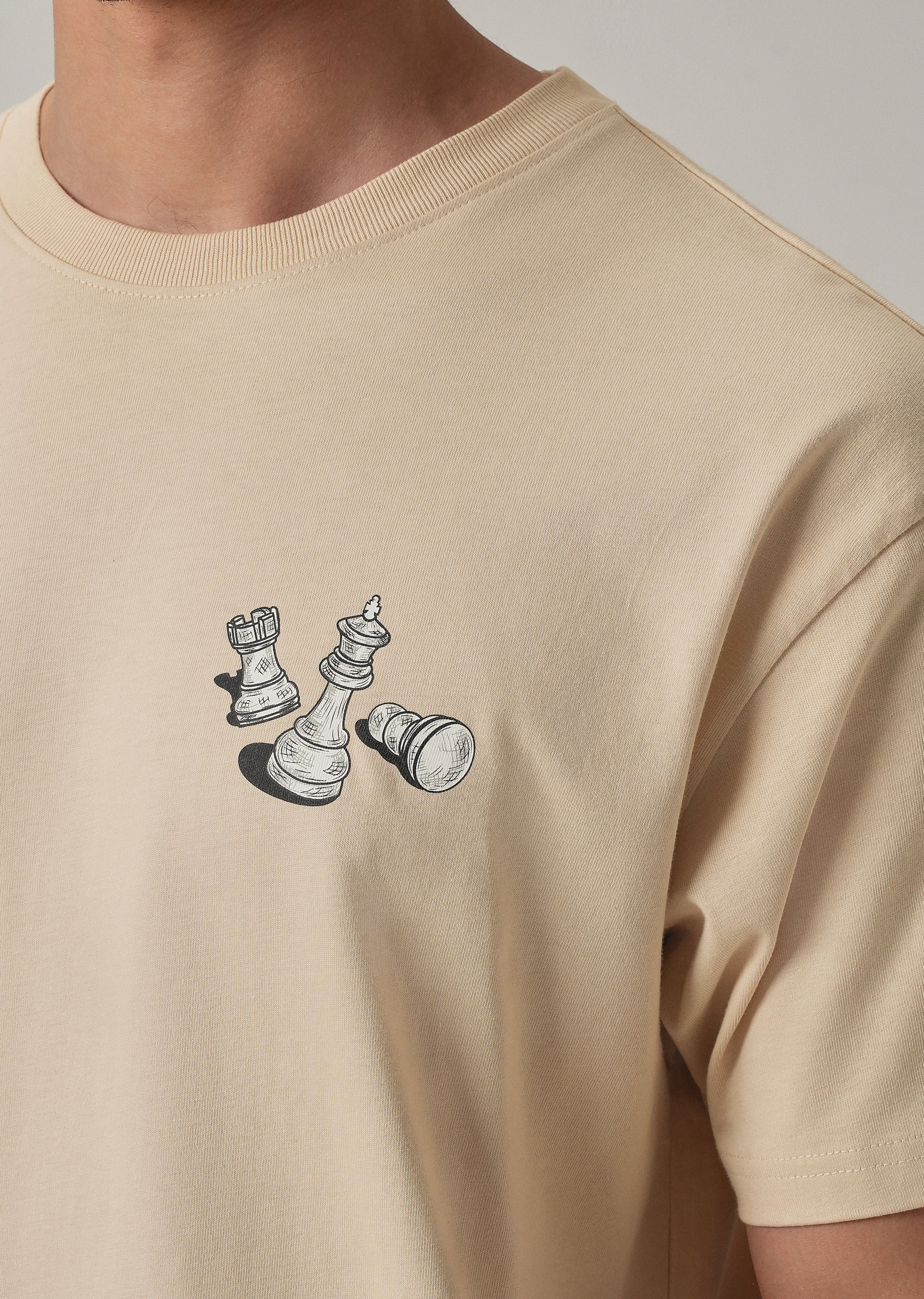 Beige Cream Back Printed Oversized T-Shirt - Image 2