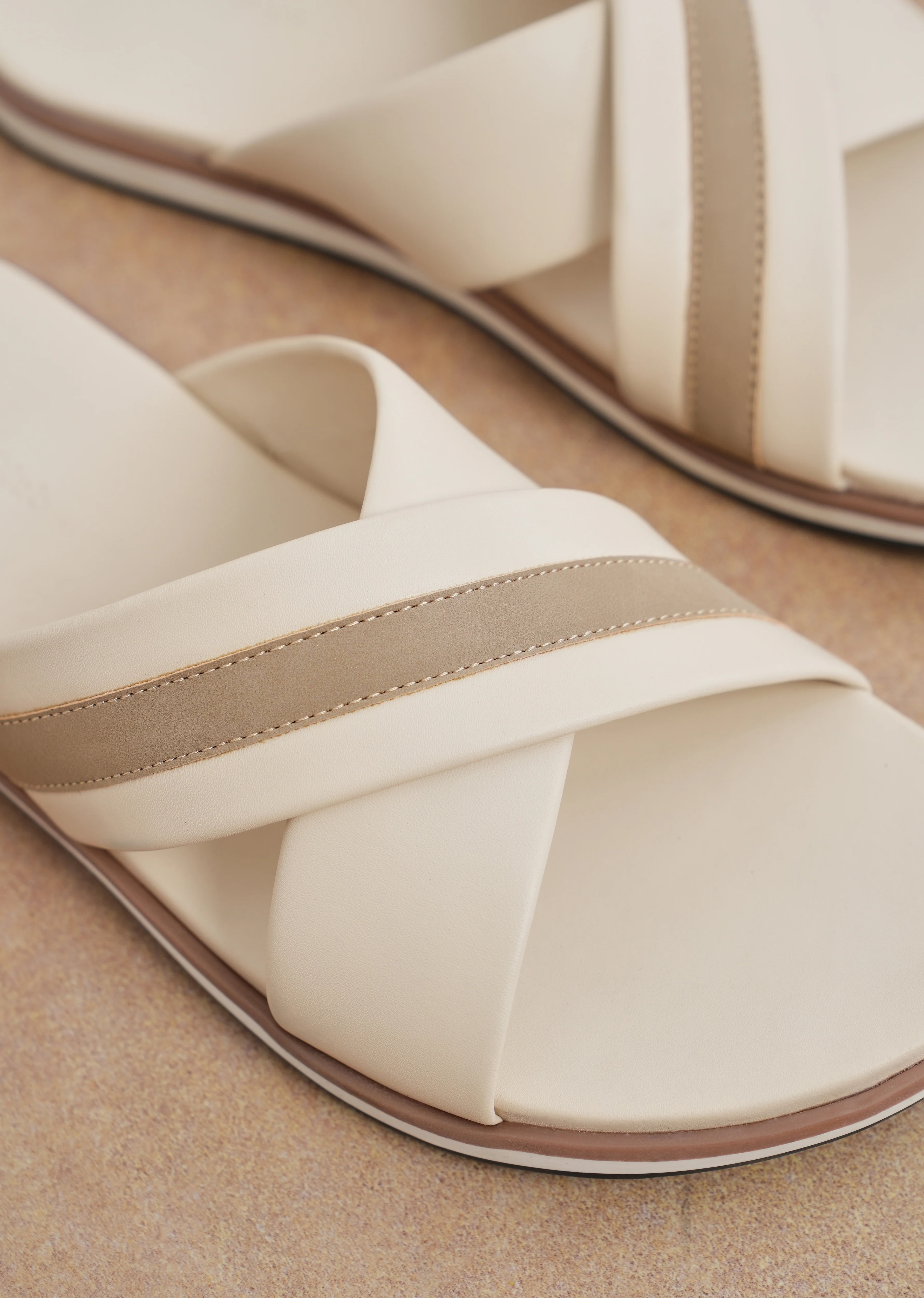 Beige Cross-Strap Comfort Sandals - Image 5