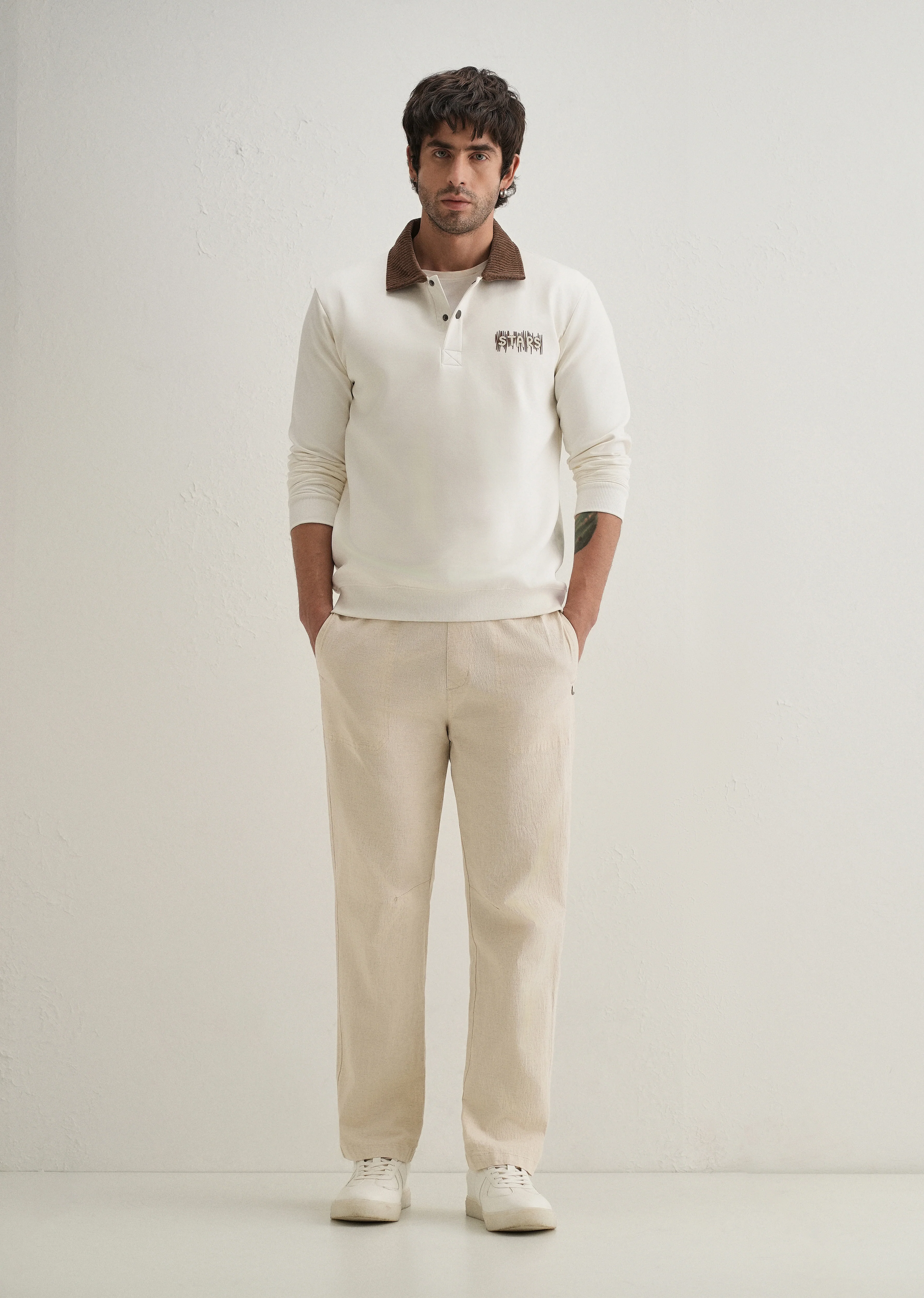 Beige Drawstring Cotton Linen Pant - Image 6