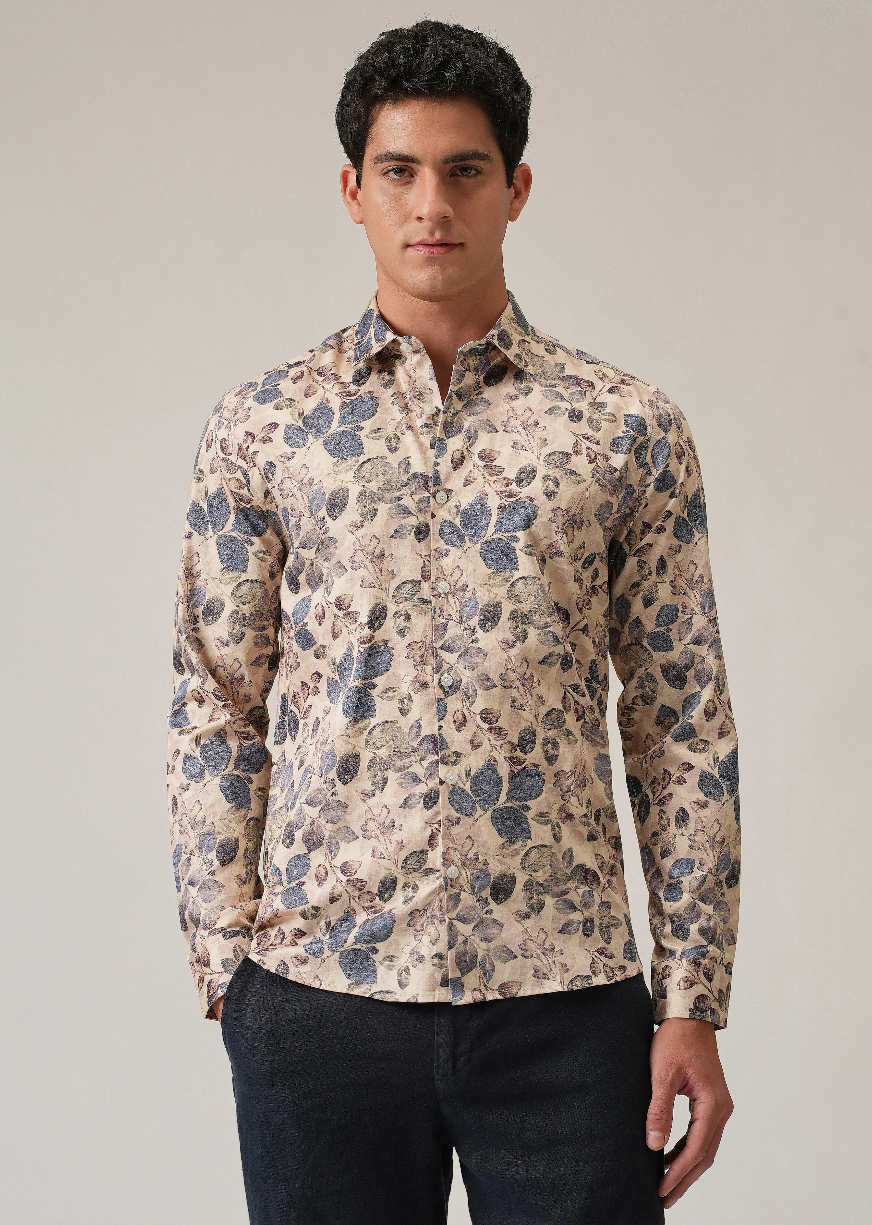 Beige Floral Print Shirt - Image 3