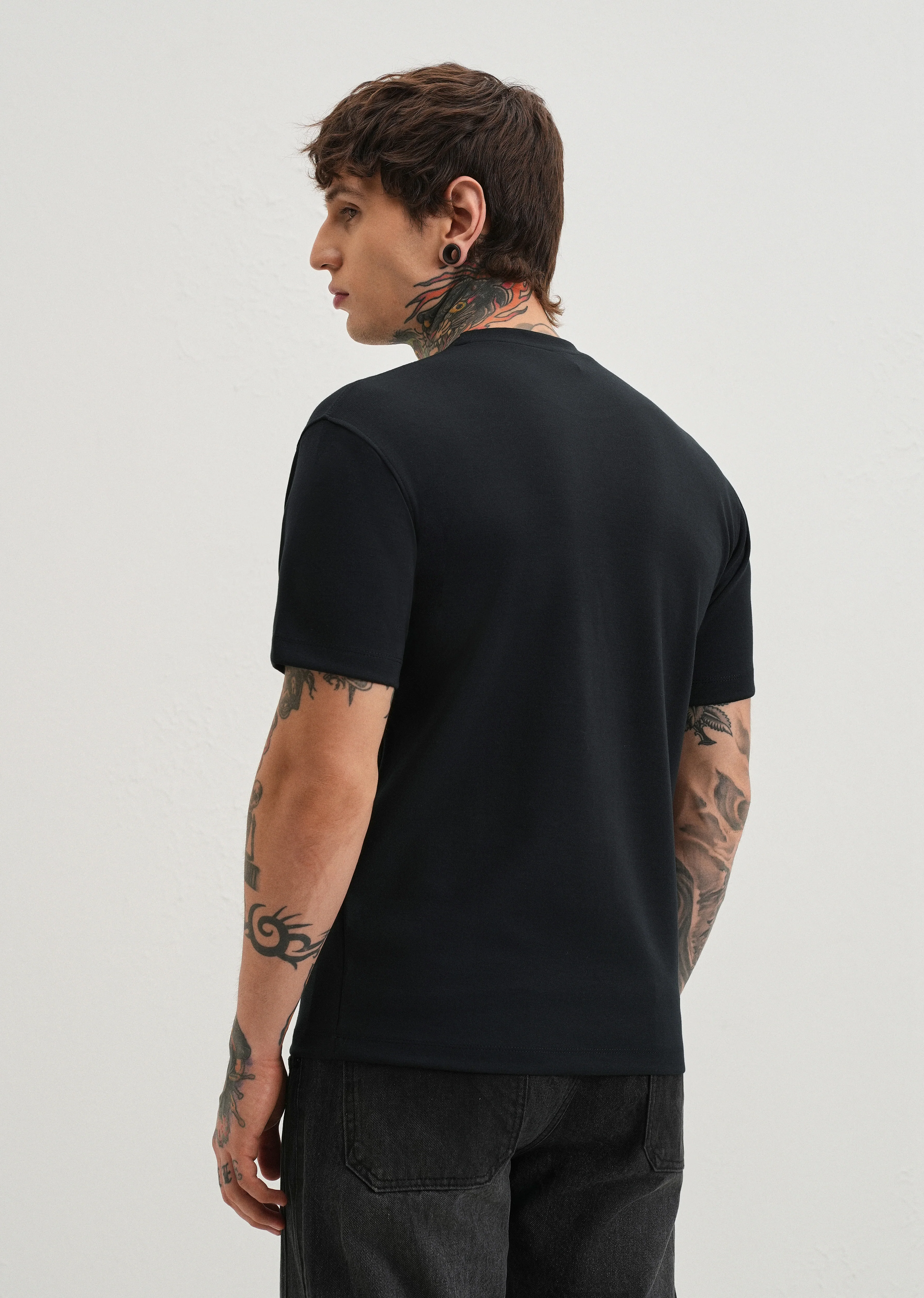 Deep Dark Blue Graphic Printed T-shirt - Image 2