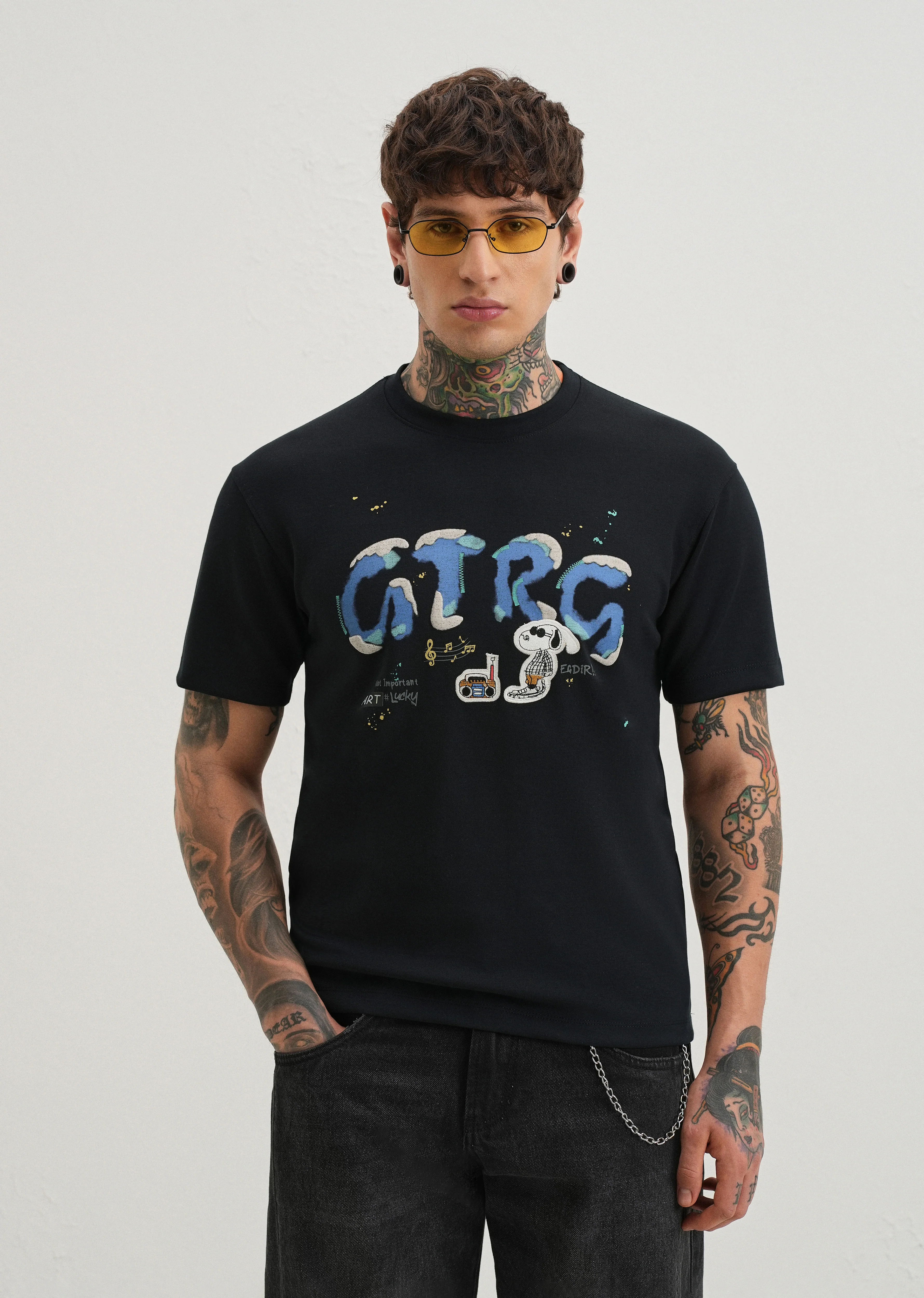 Deep Dark Blue Graphic Printed T-shirt - Image 7