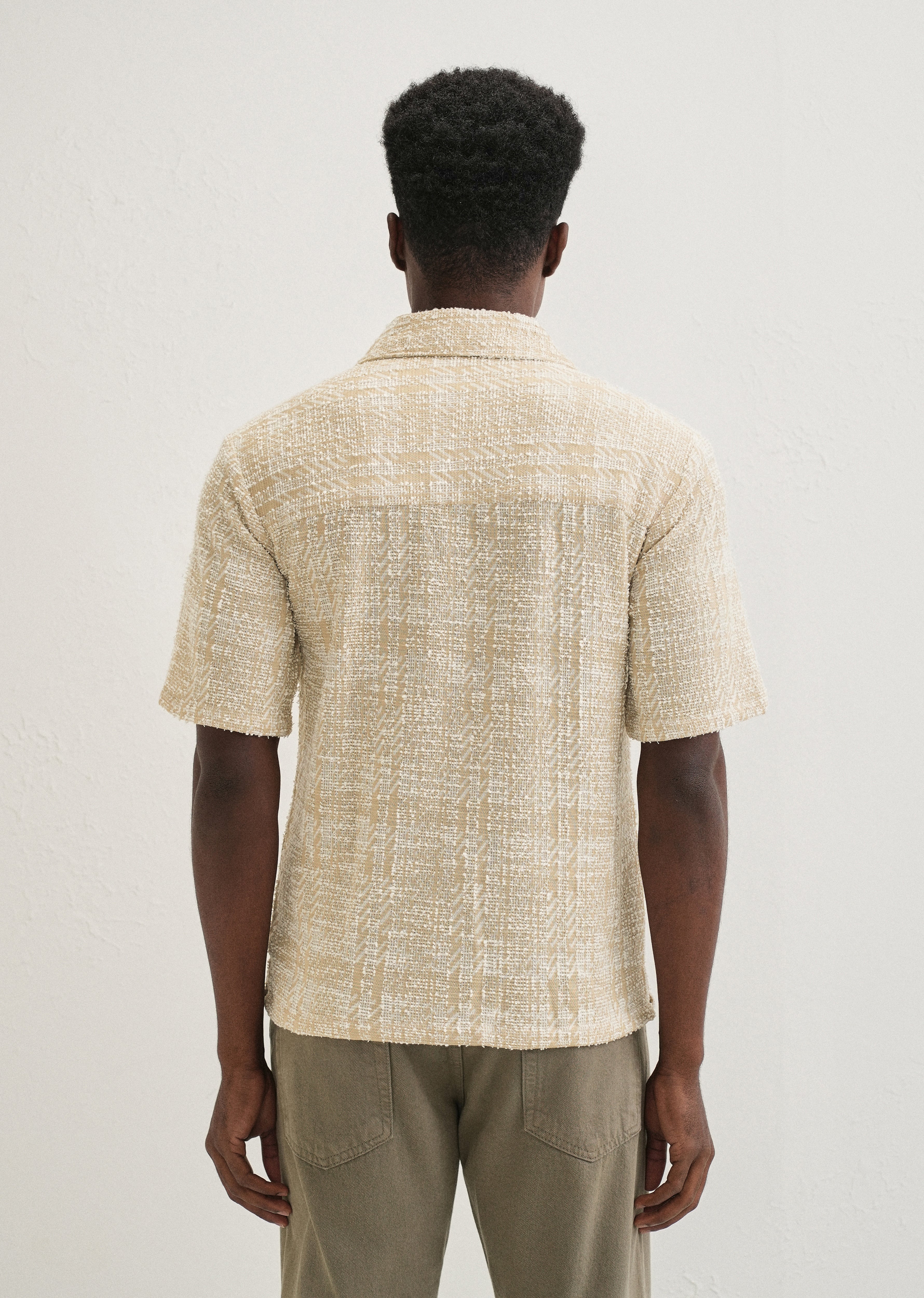 Beige Jacquard Knitted Shirt - Image 3