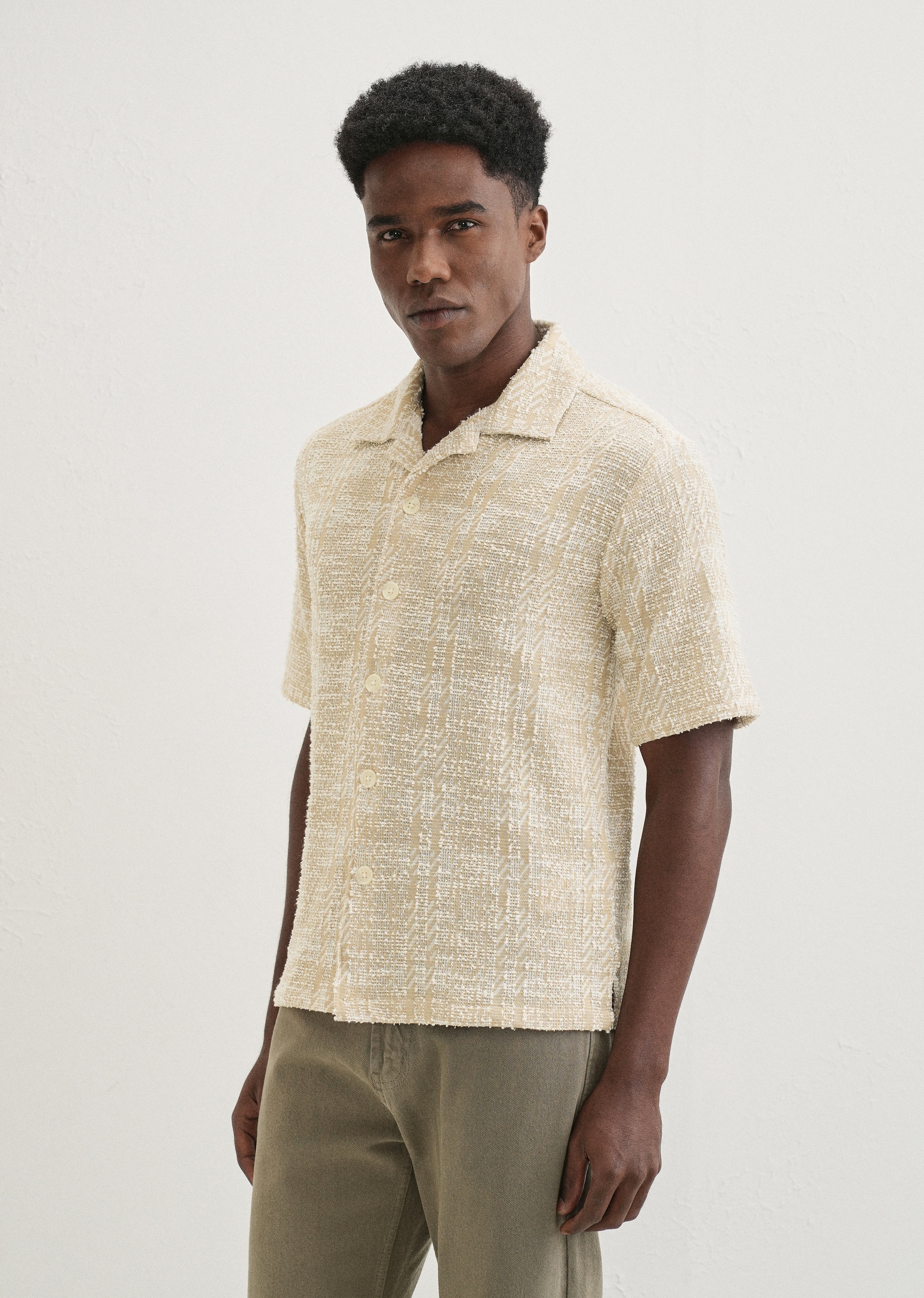 Beige Jacquard Knitted Shirt - Image 4