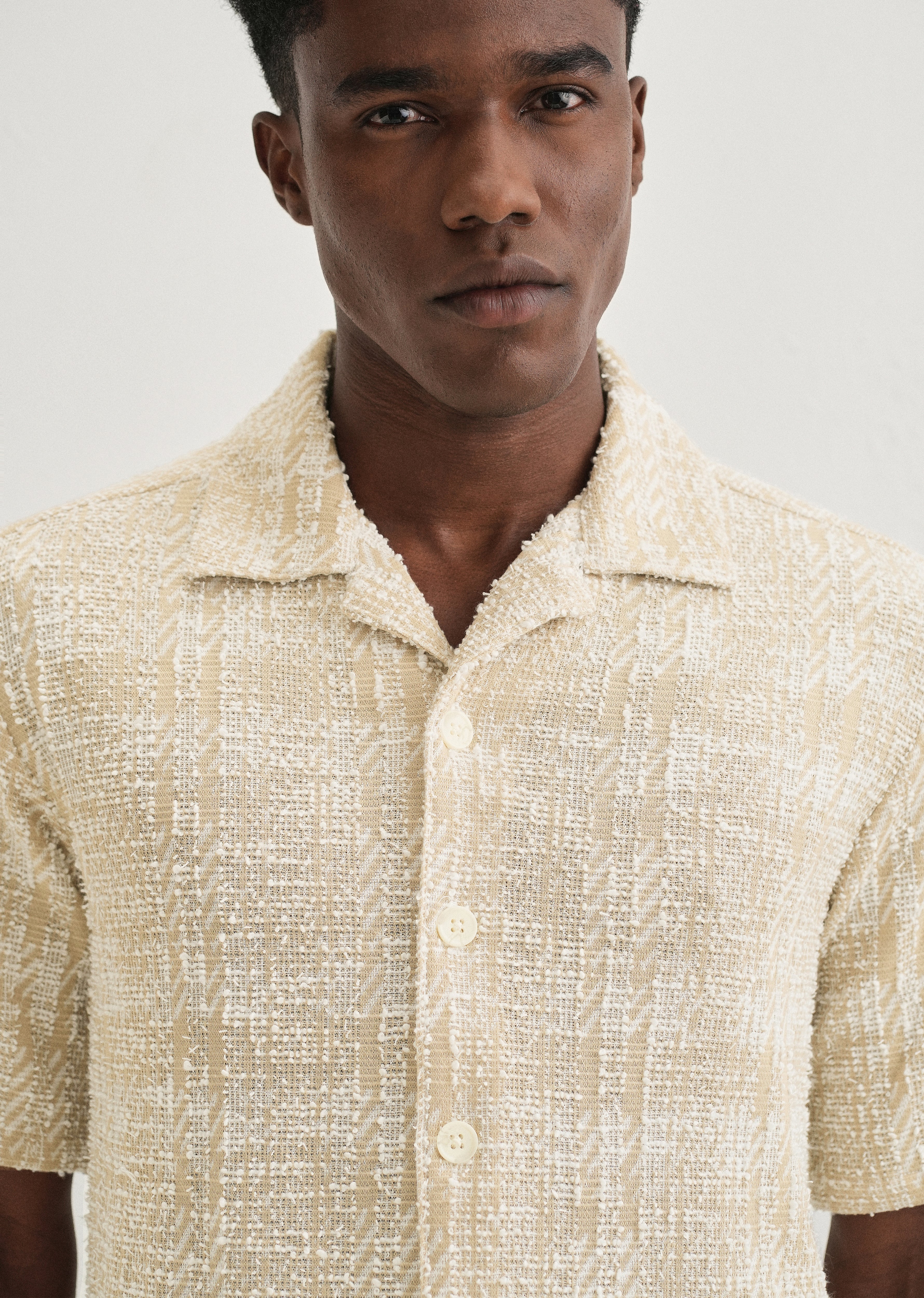 Beige Jacquard Knitted Shirt - Image 5