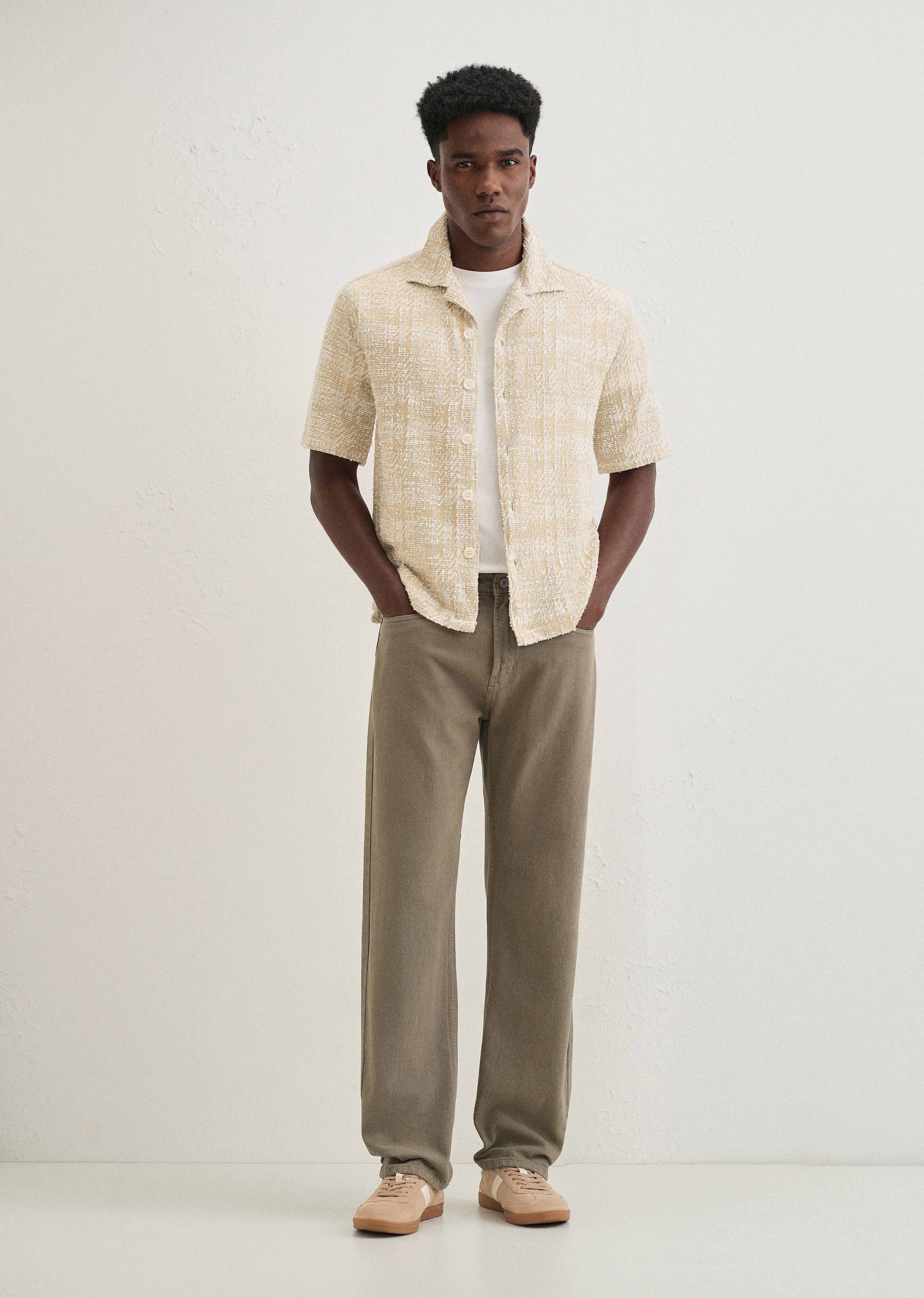 Beige Jacquard Knitted Shirt - Image 6
