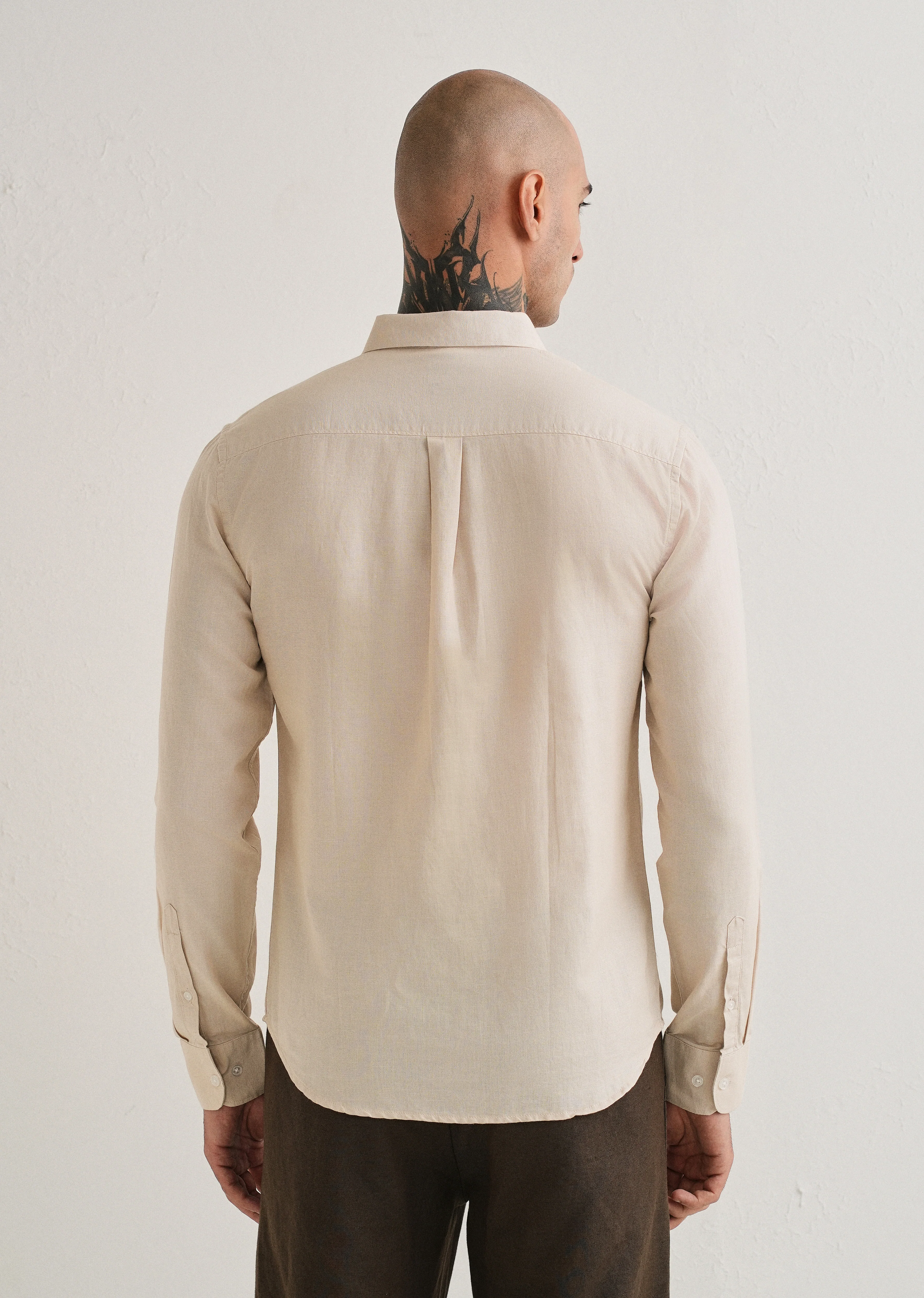Beige Cotton Linen Shirt - Image 2