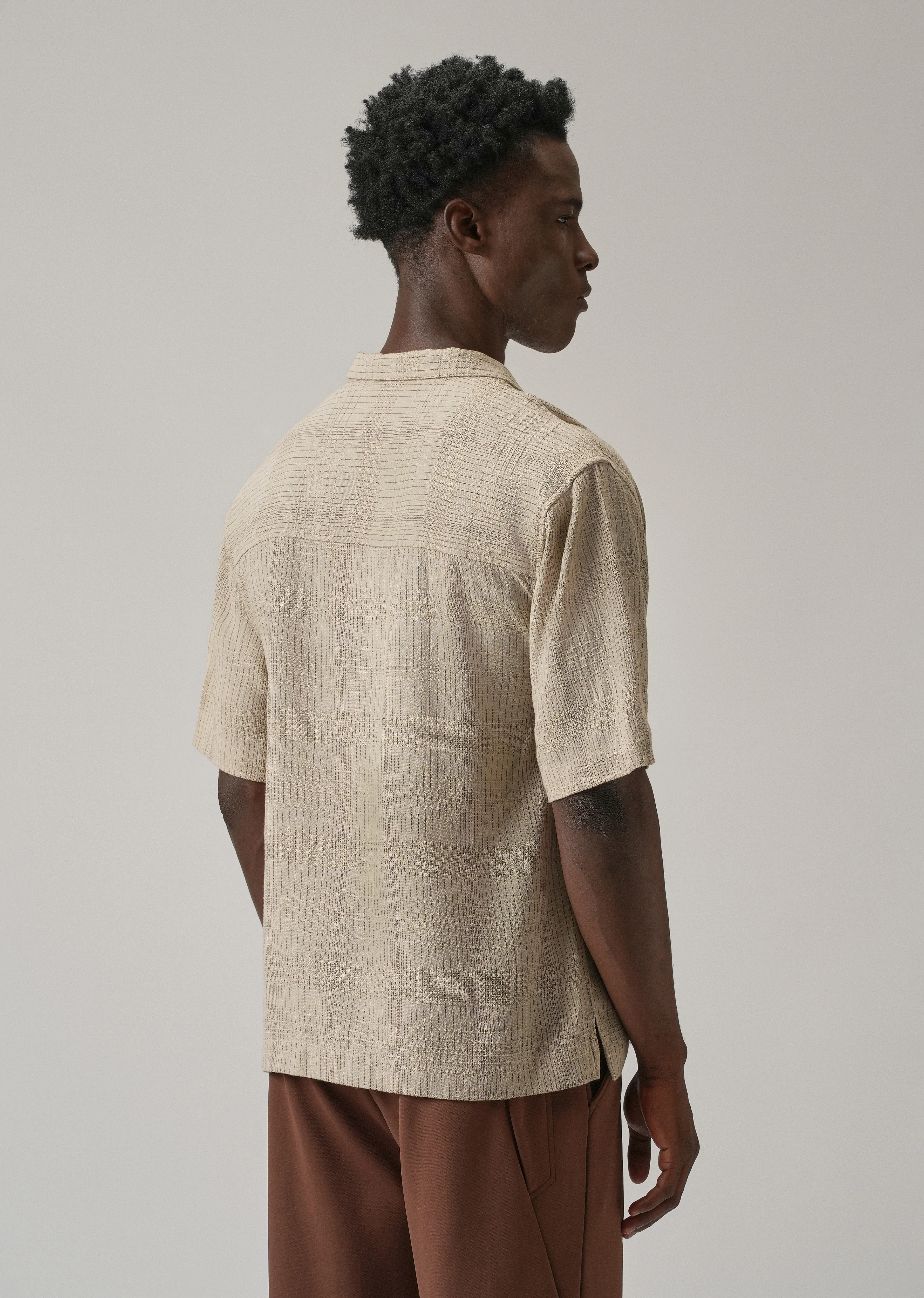 Beige Open Weave Cotton Shirt - Image 2