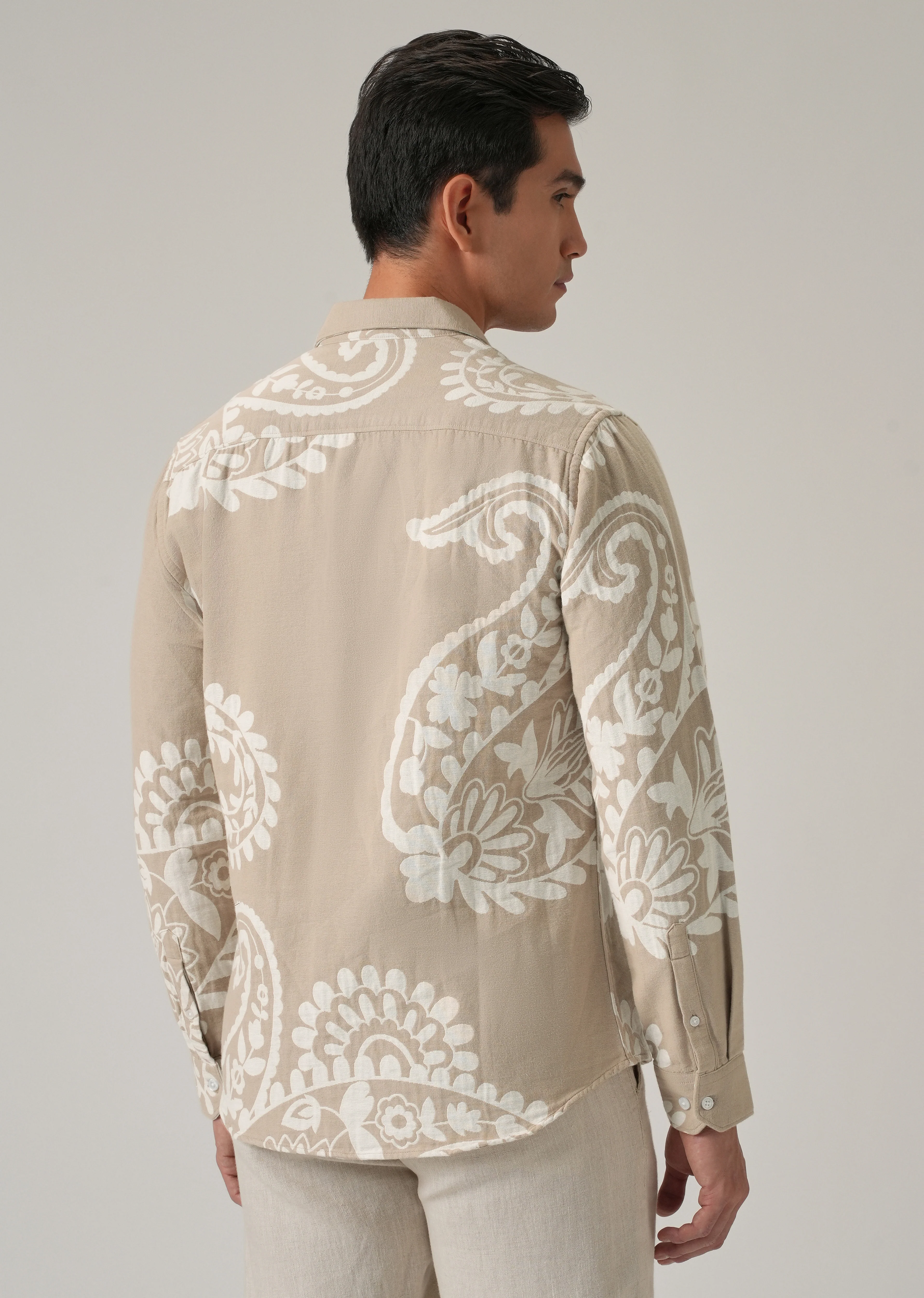 Beige Paisley Pattern Shirt - Image 2
