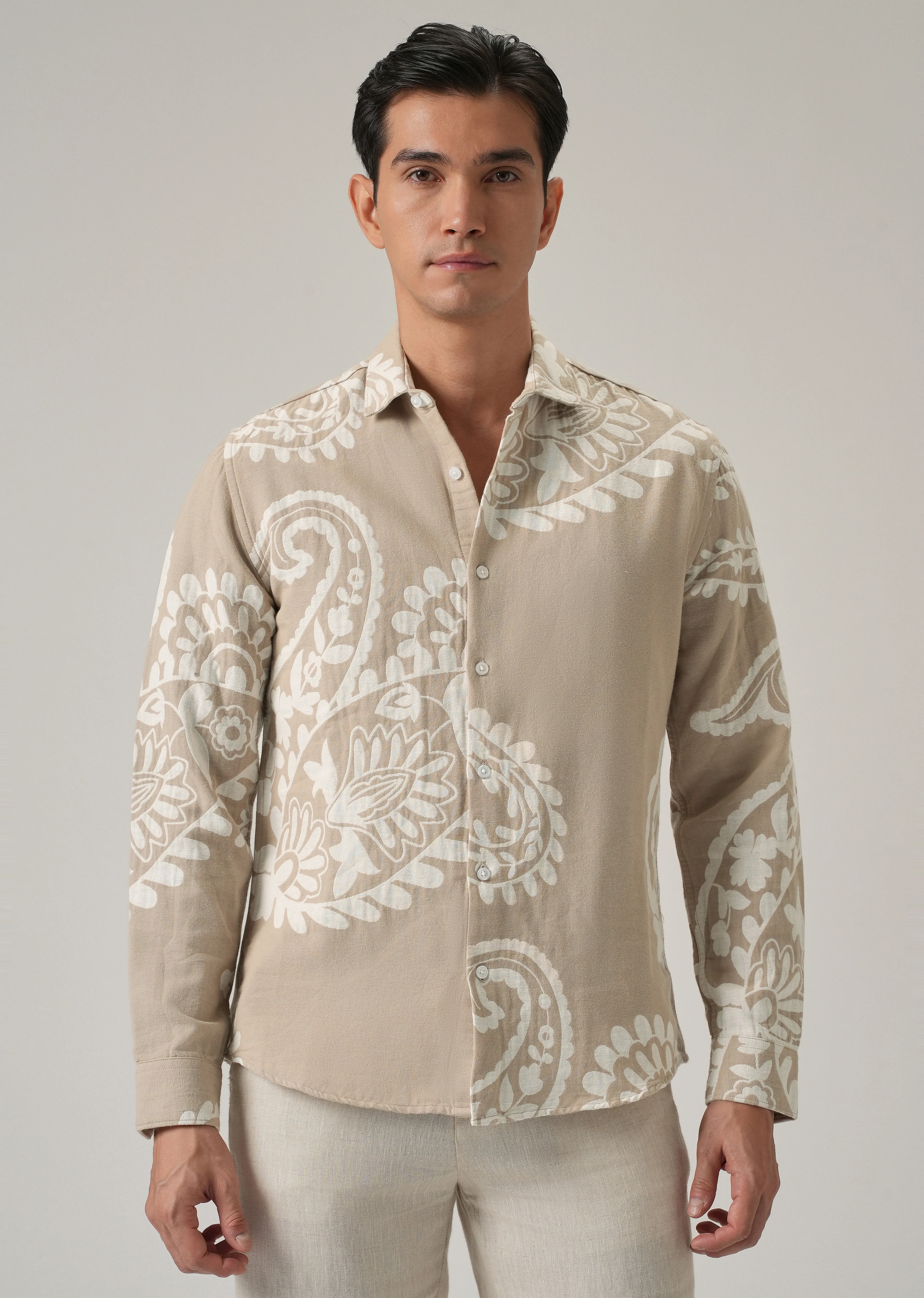 Beige Paisley Pattern Shirt - Image 3