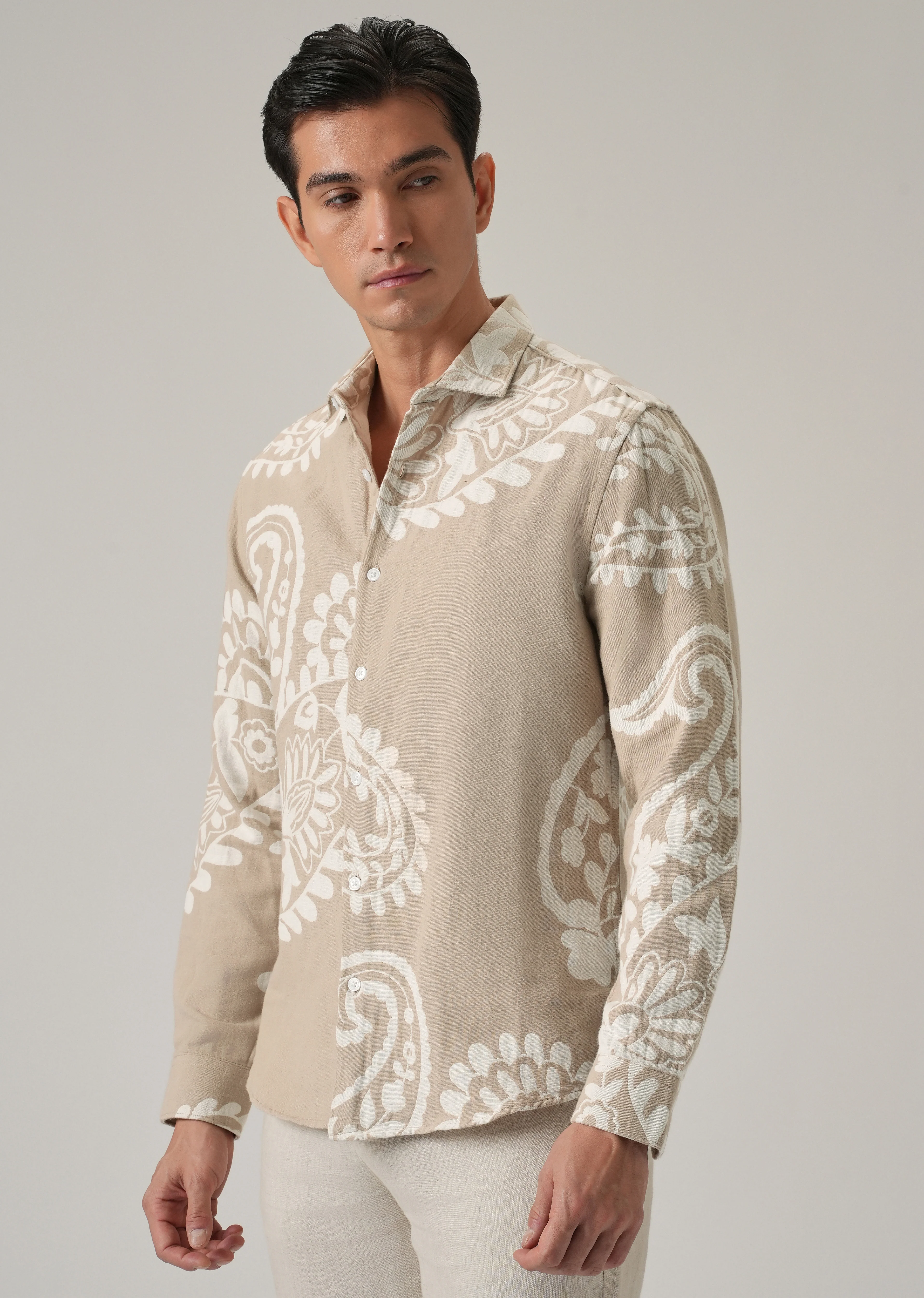 Beige Paisley Pattern Shirt - Image 4