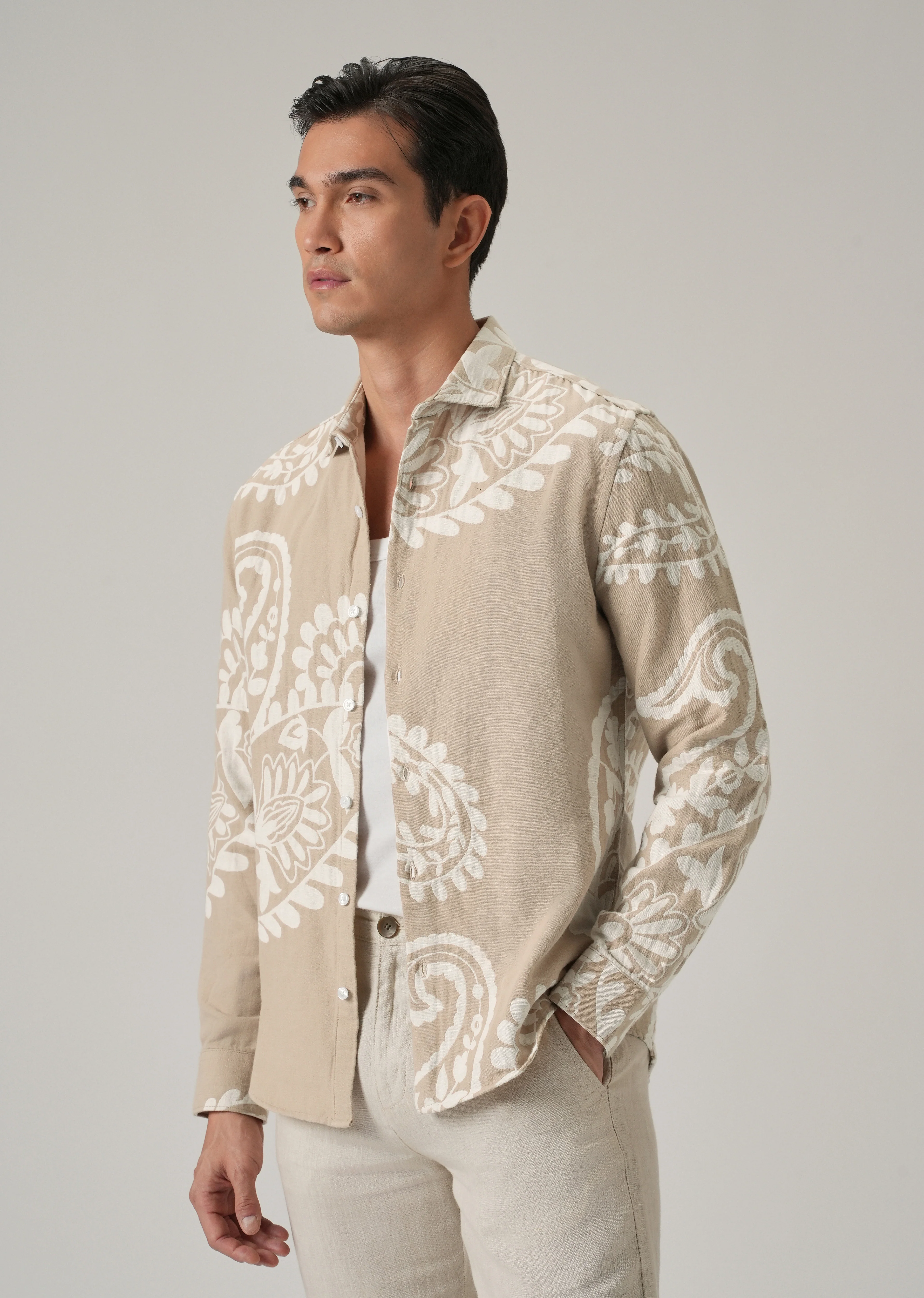 Beige Paisley Pattern Shirt - Image 6