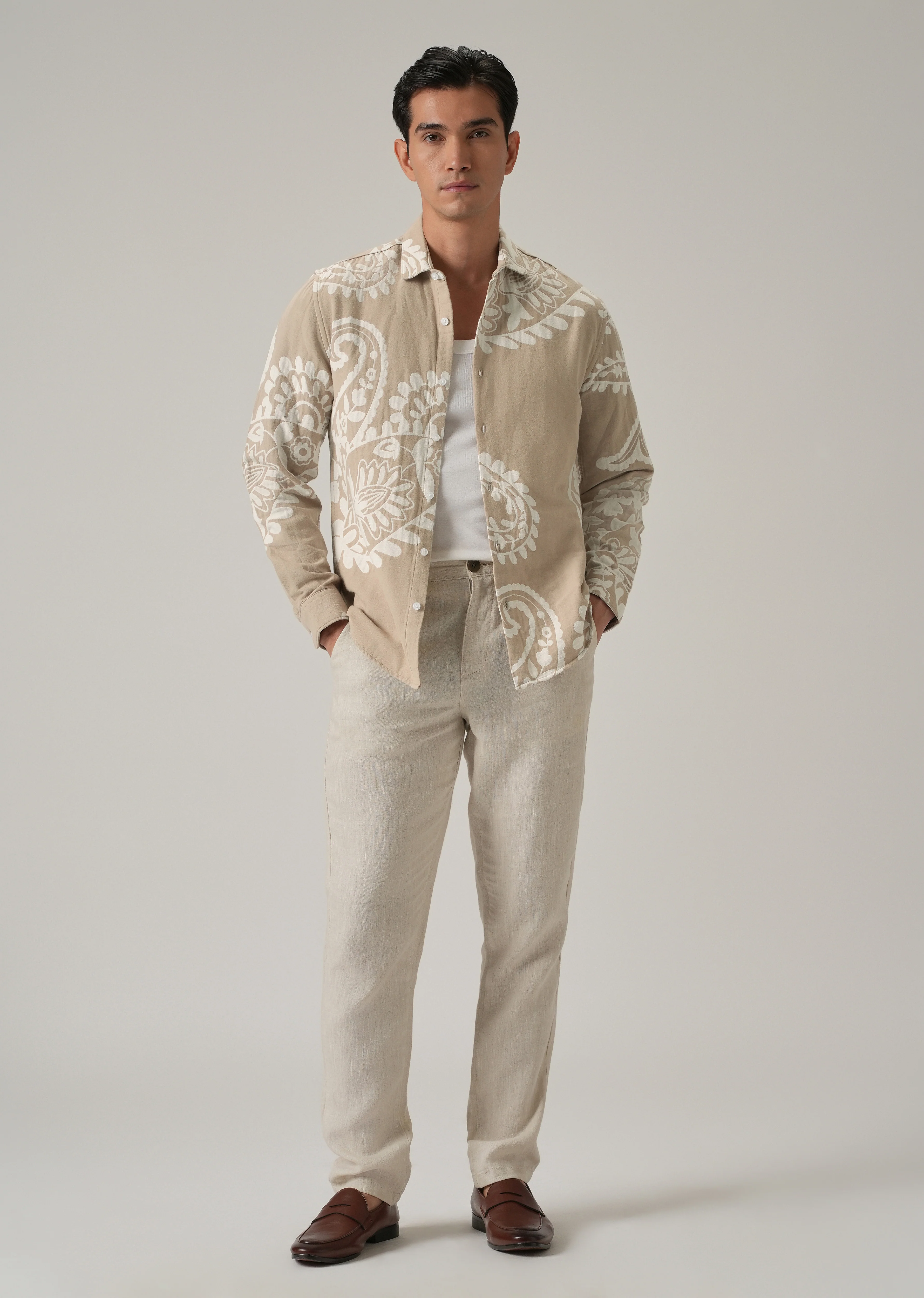 Beige Paisley Pattern Shirt - Image 7
