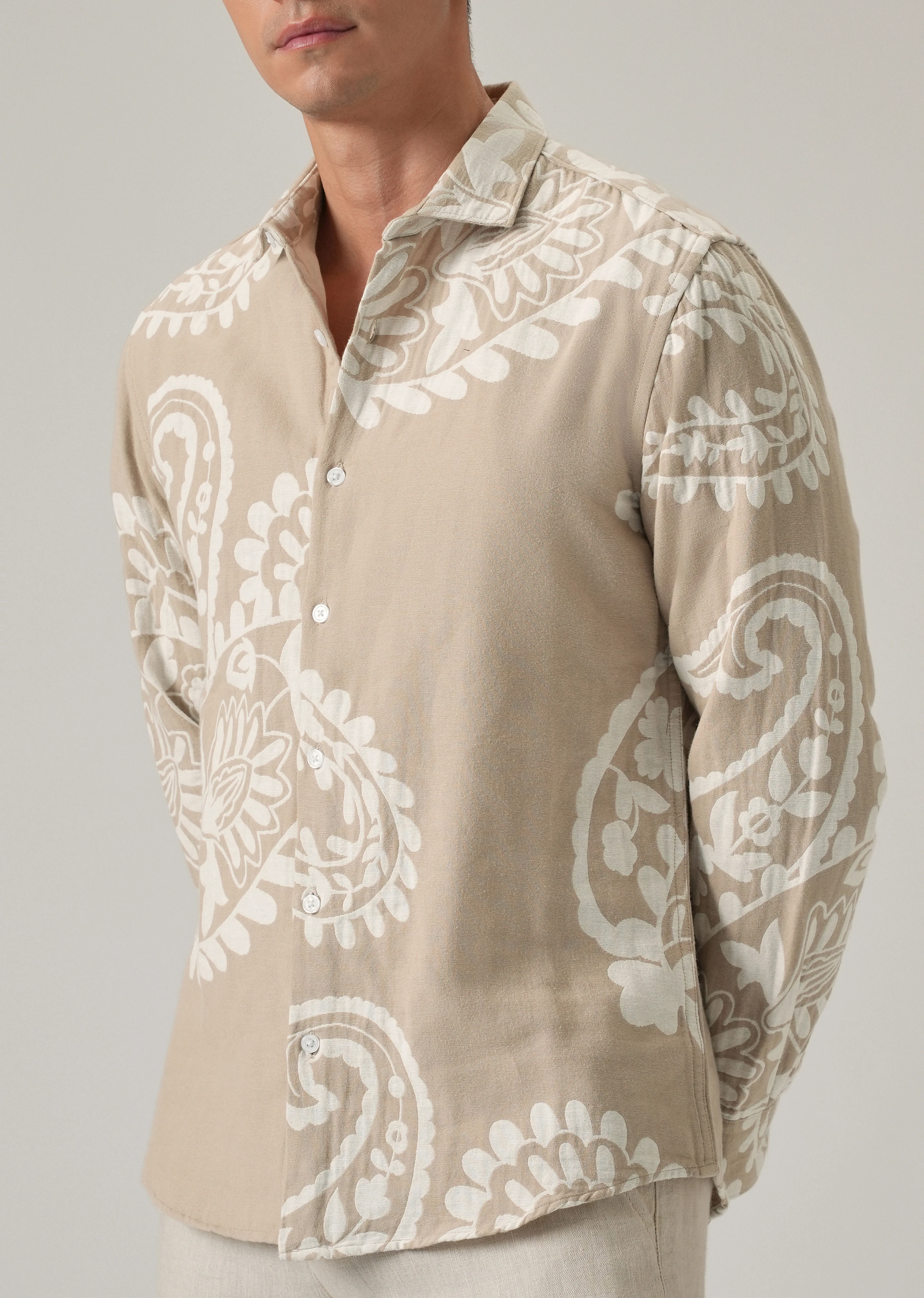 Beige Paisley Pattern Shirt - Image 8