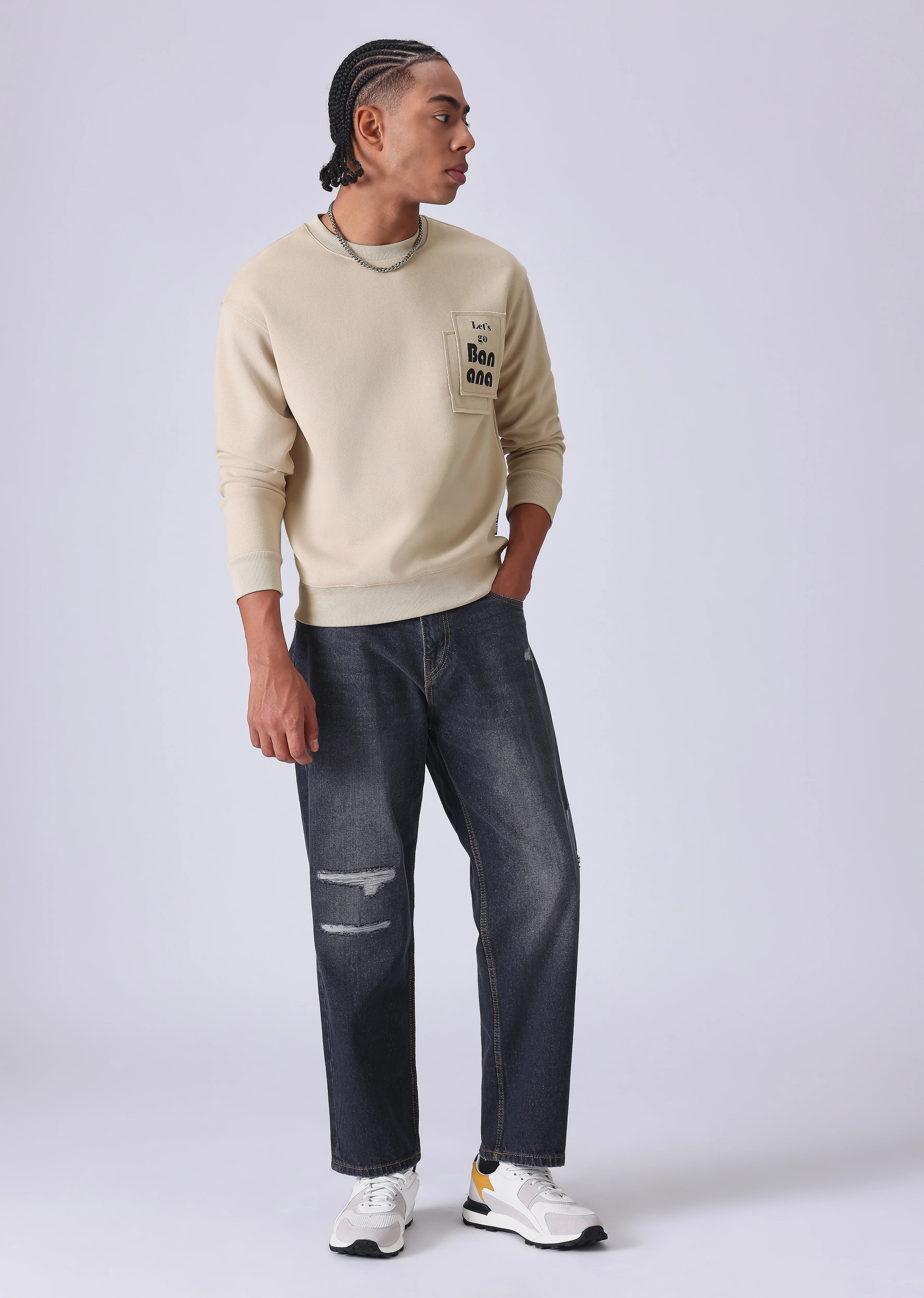Beige Patch Sweatshirt - Image 6