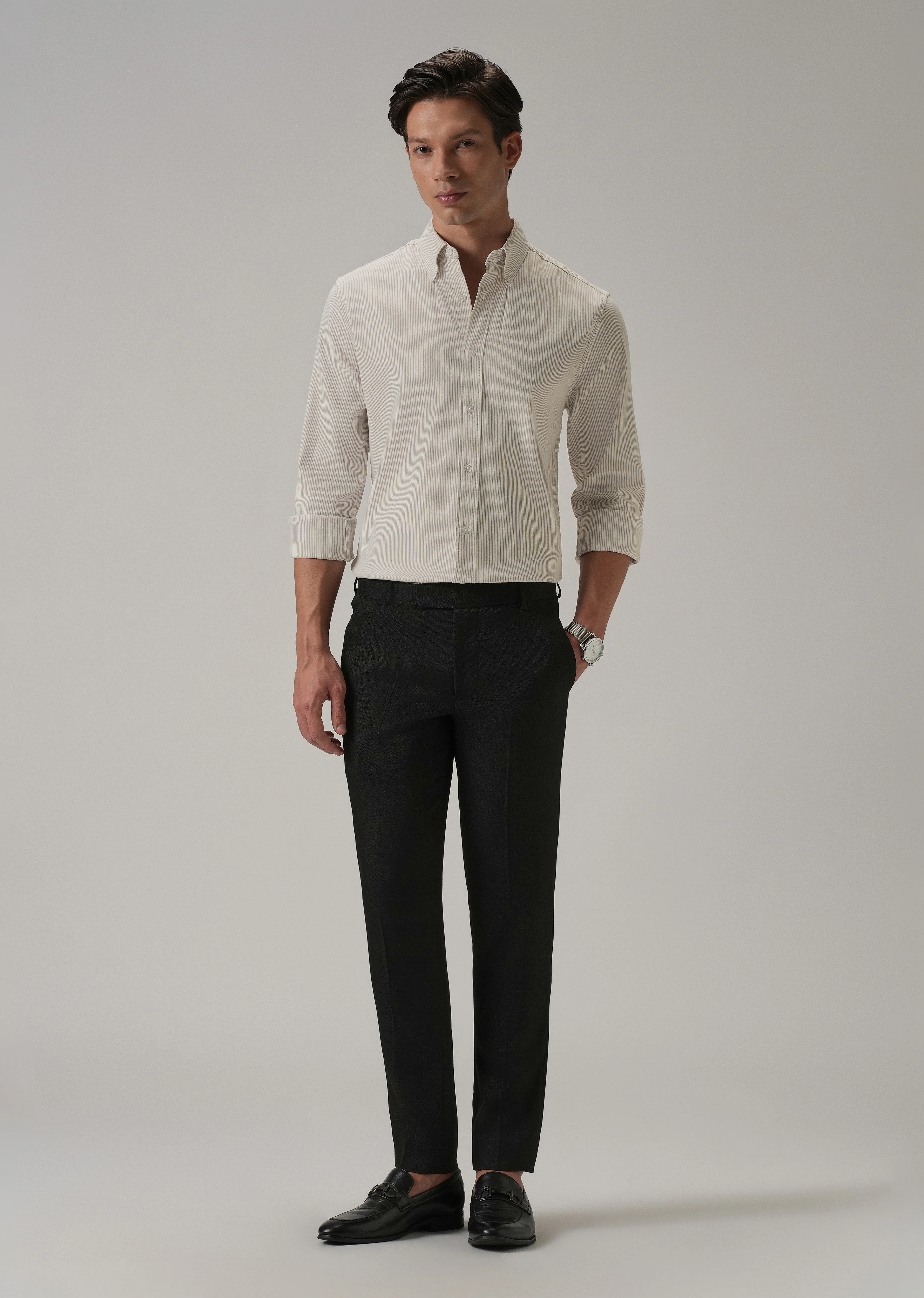 Beige Pinstripe Shirt - Image 6
