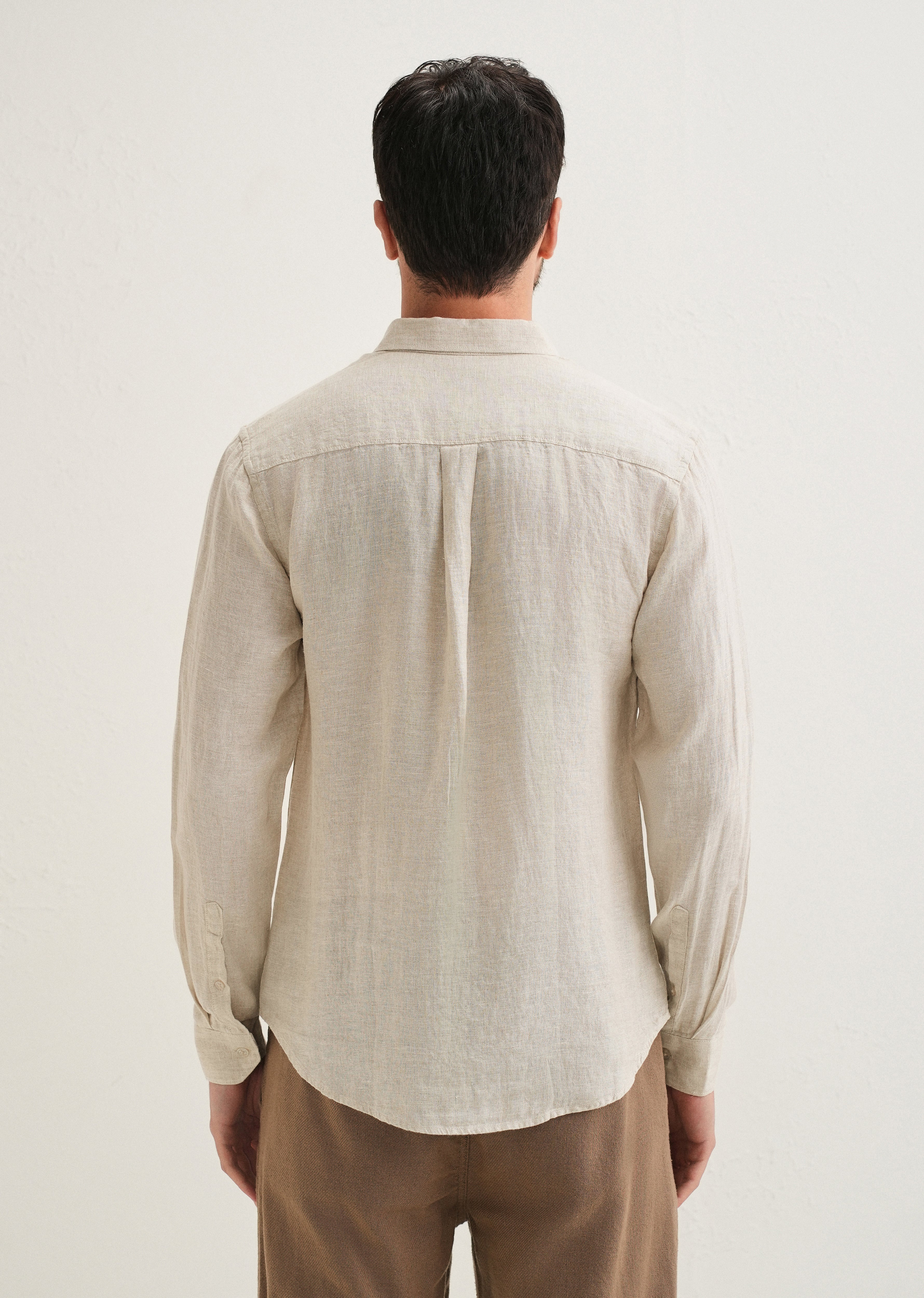 Light Beige Pure Linen Shirt - Image 3
