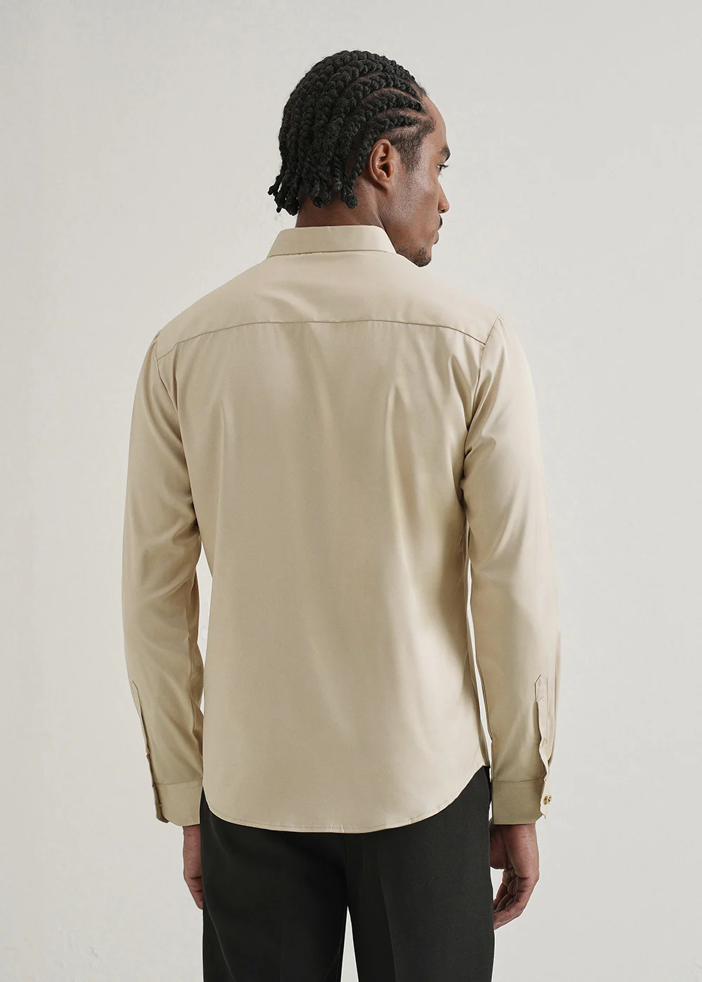 Beige Plain Stitchless Placket Shirt - Image 4