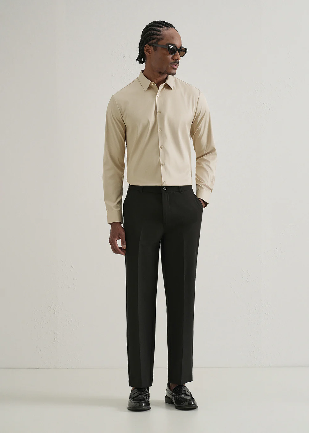 Beige Plain Stitchless Placket Shirt - Image 6