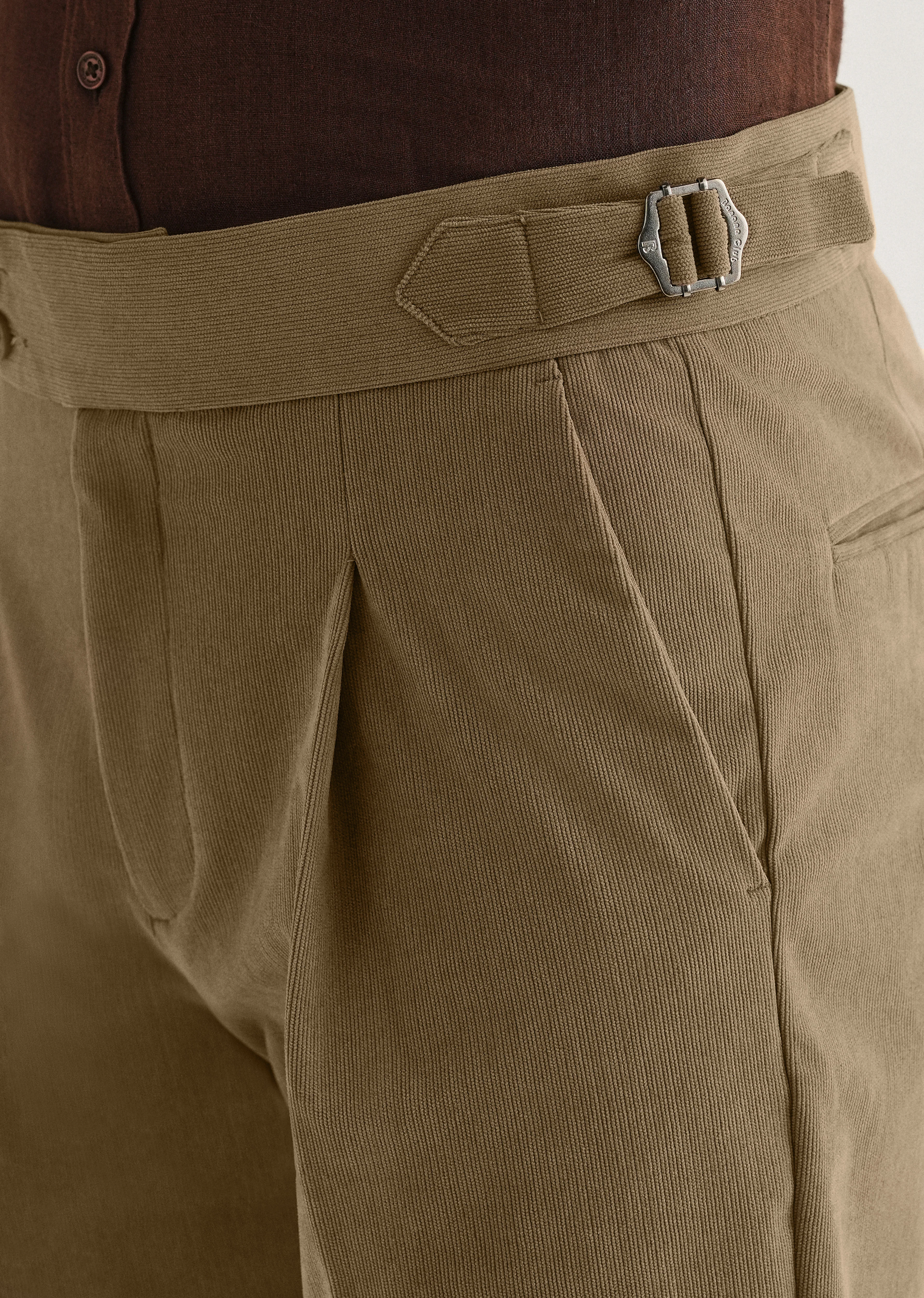Beige Pleated Corduroy Gurkha Pant - Image 2