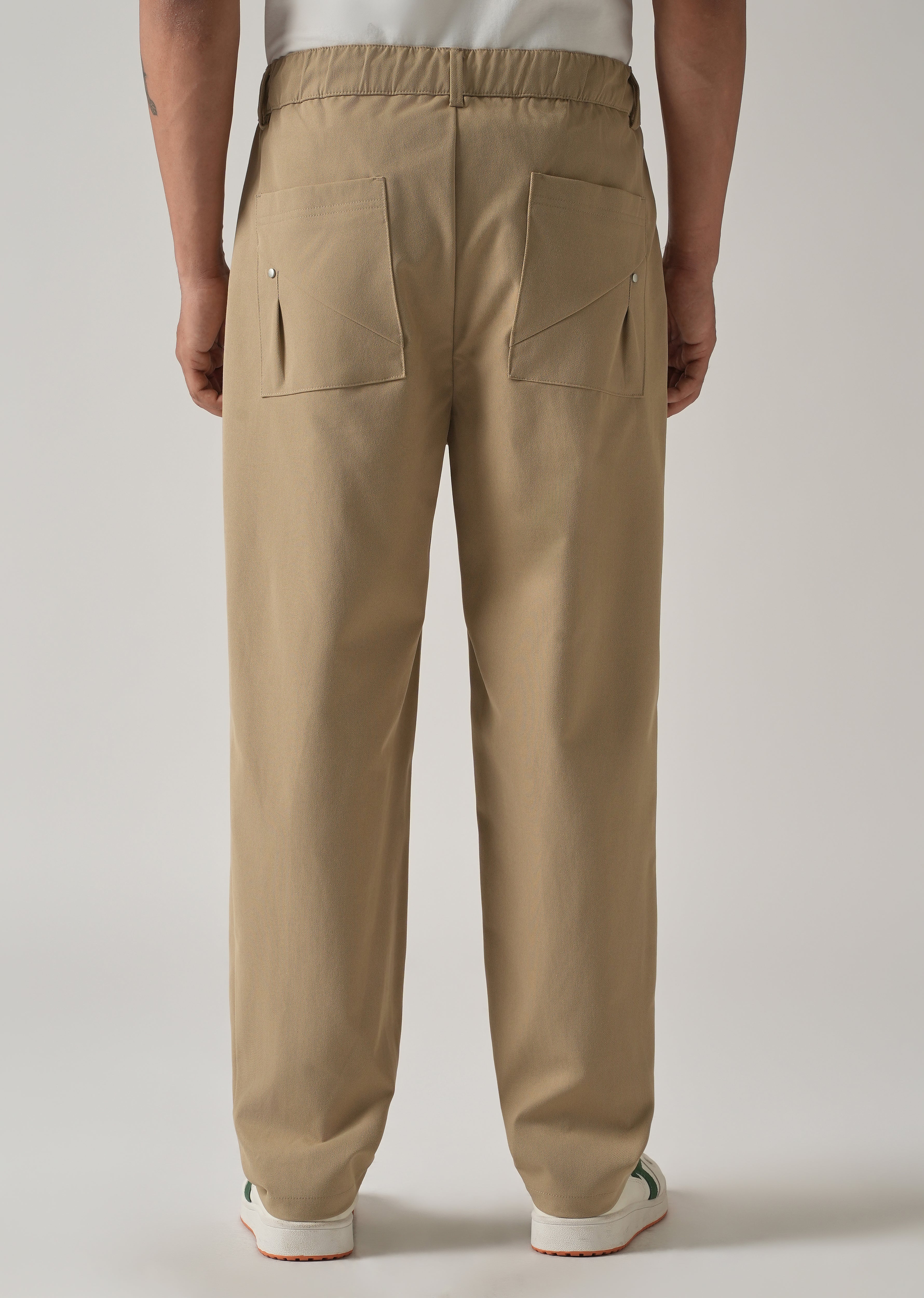 Beige Pleated Drawstring Pant - Image 2