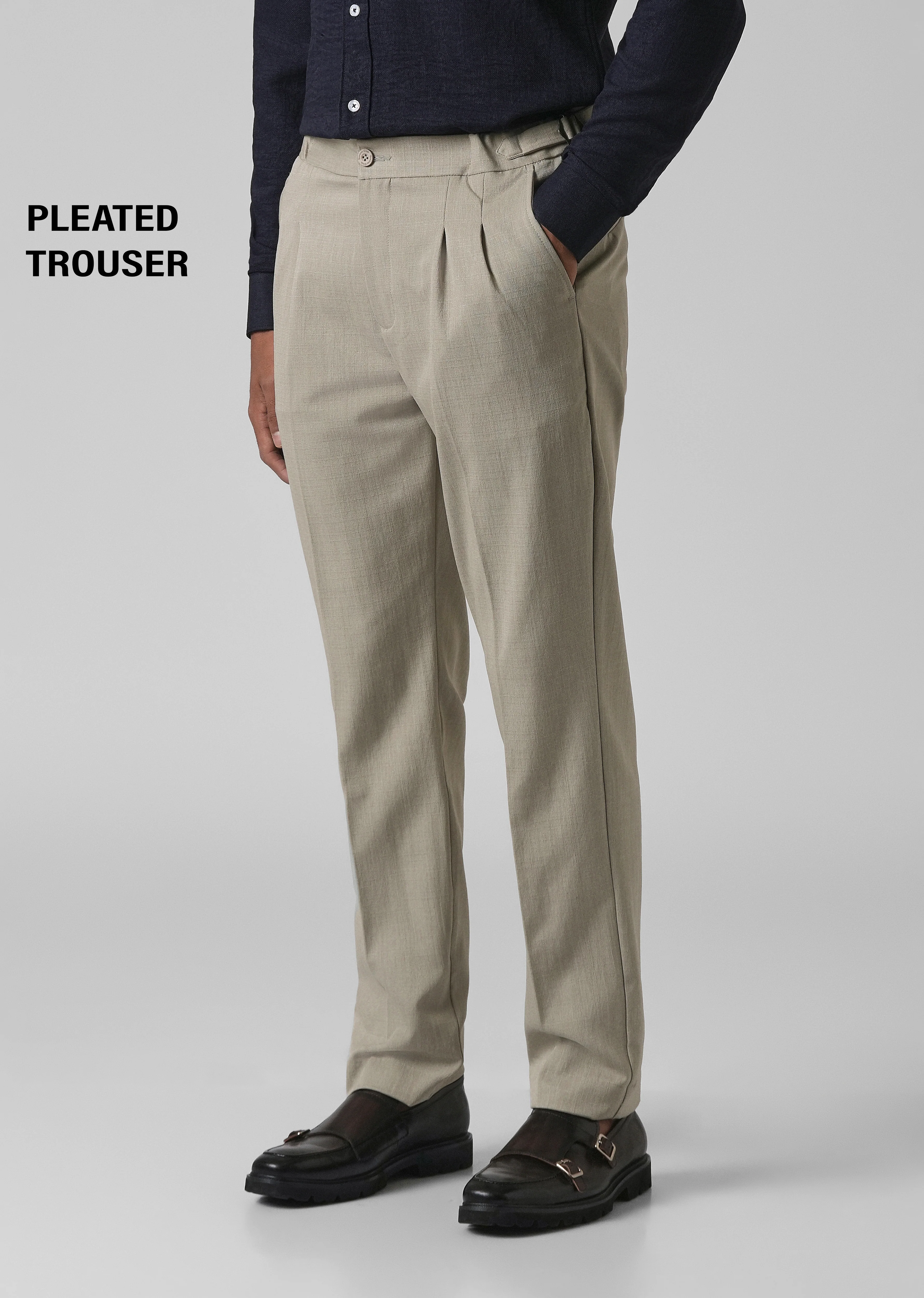 Beige Pleated Gurkha Pant - Image 7