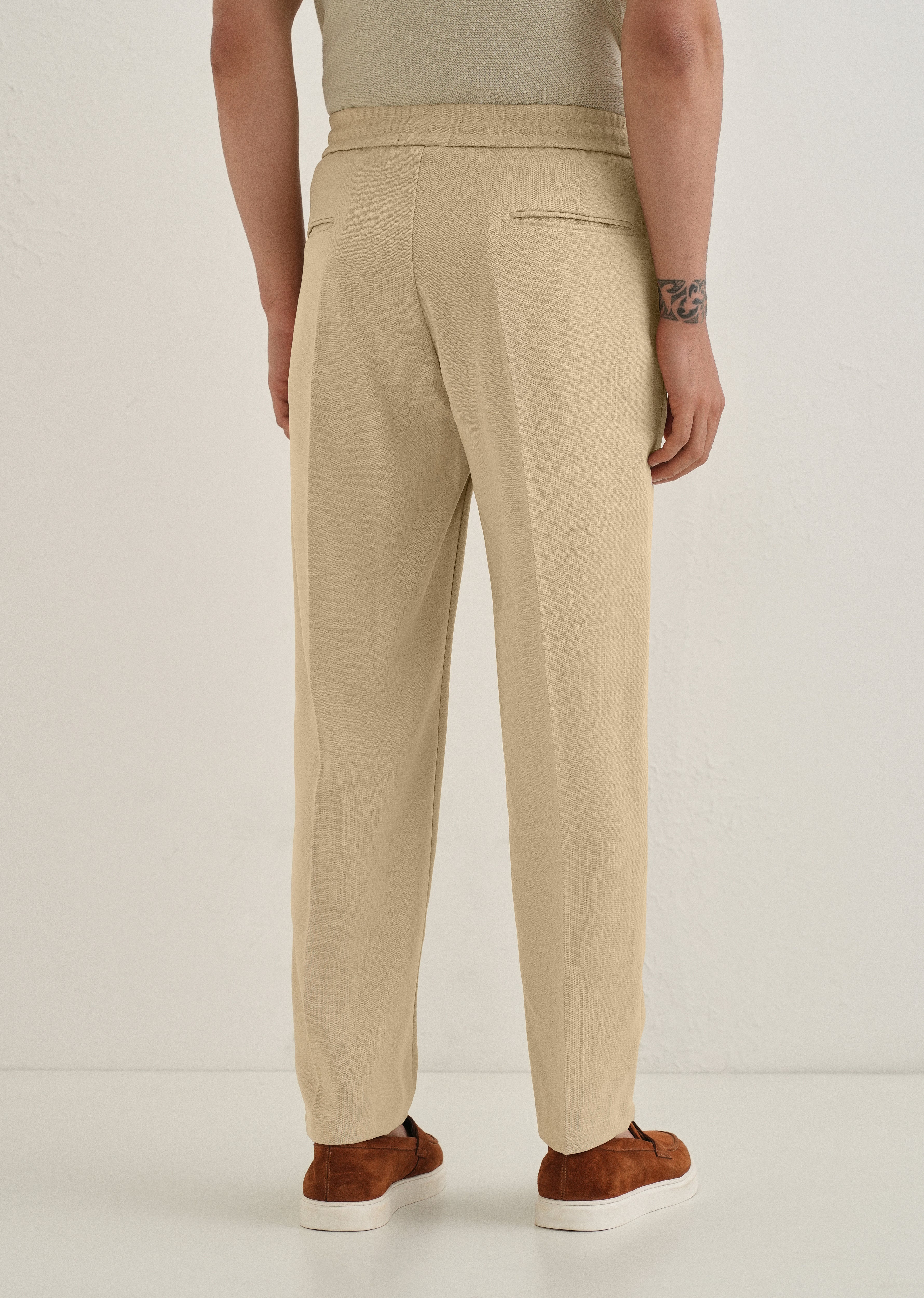 Beige Pleated Korean Pant - Image 3