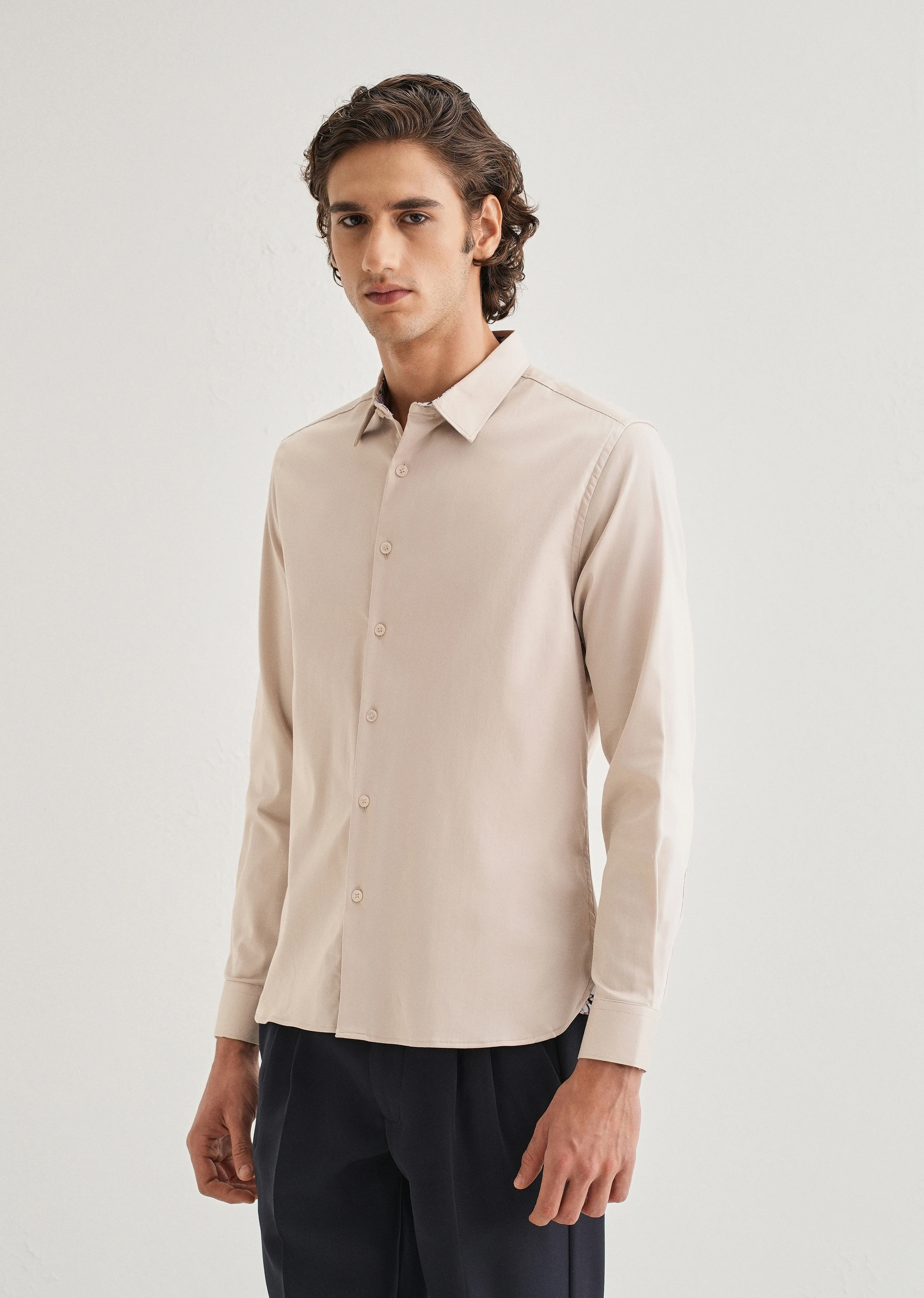Beige Printed Cuff Shirt - Image 4