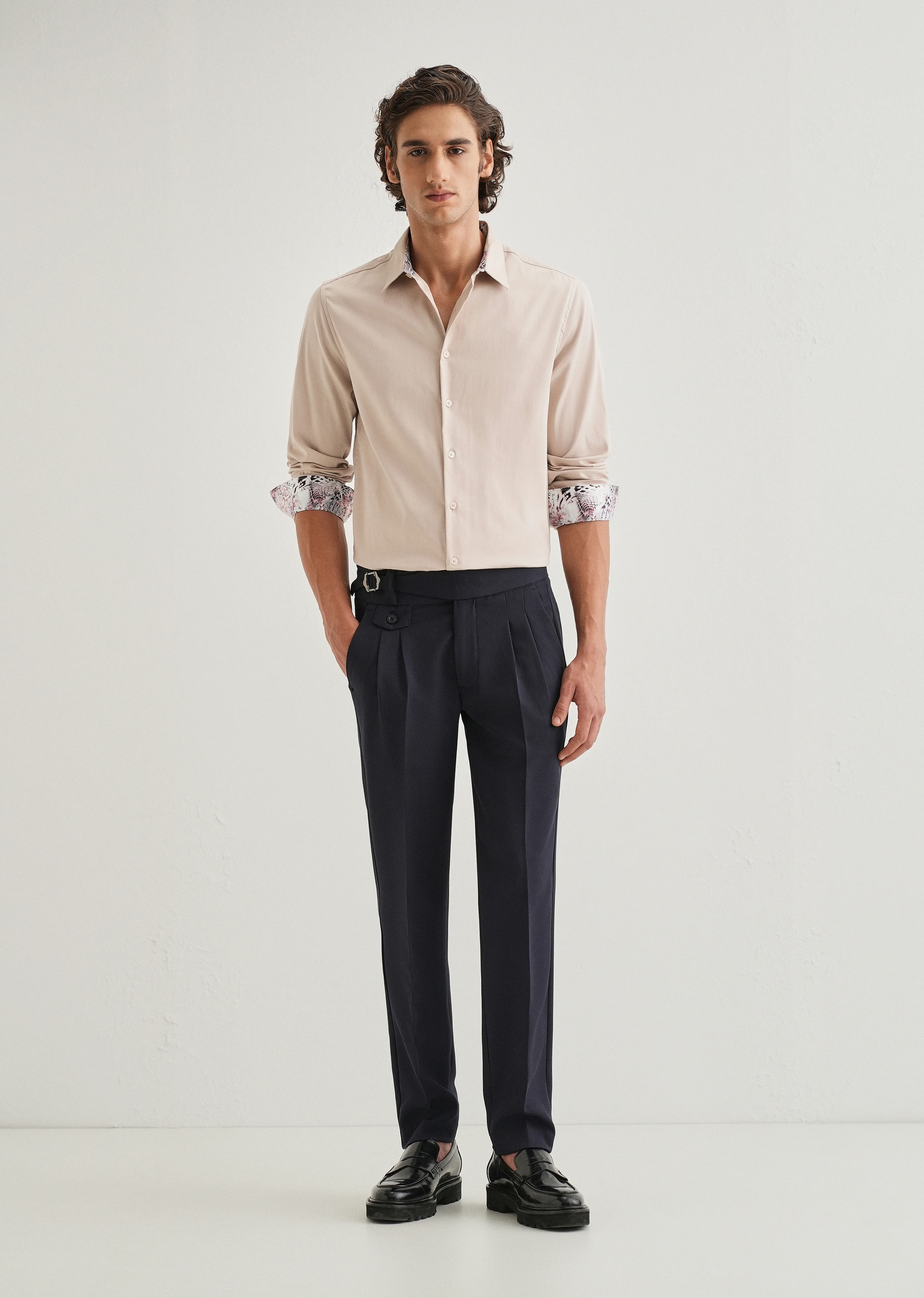 Beige Printed Cuff Shirt - Image 6