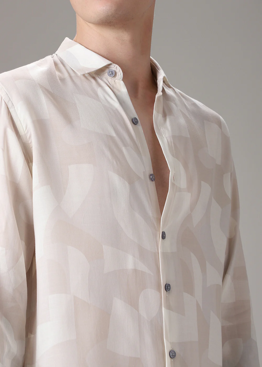 Beige Printed Shirt - Image 2