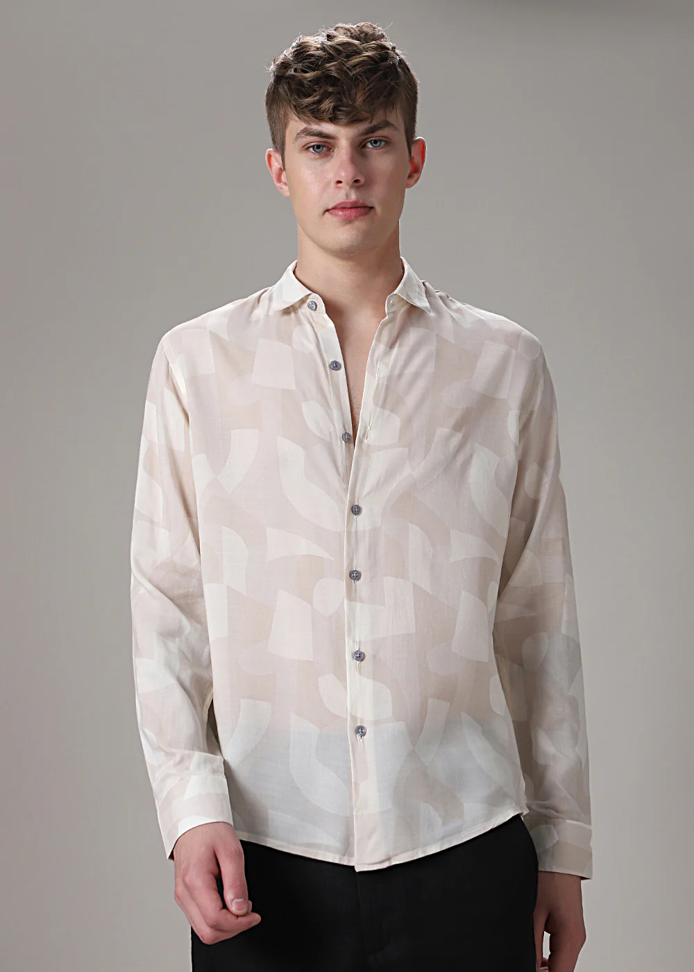 Beige Printed Shirt - Image 3