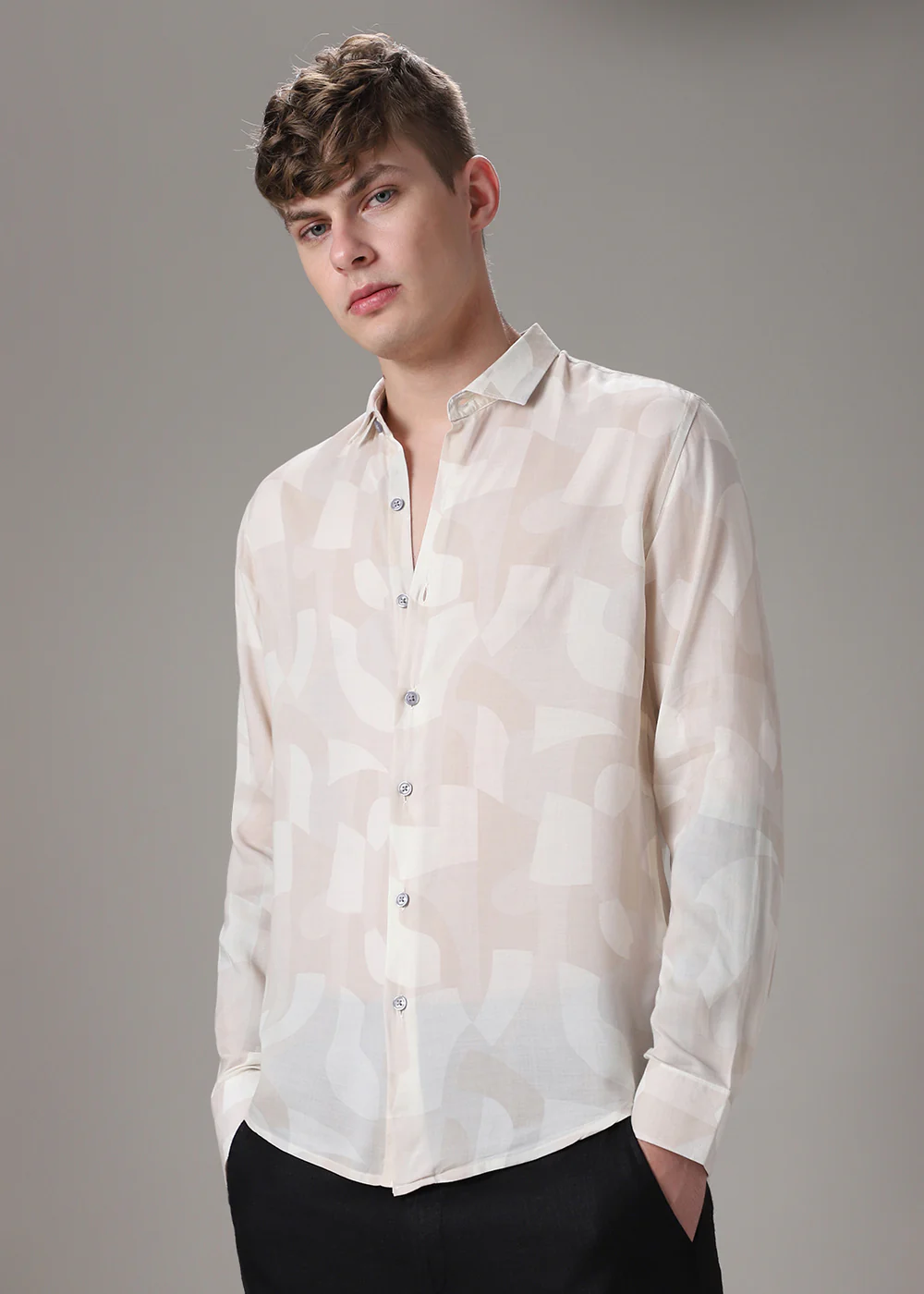 Beige Printed Shirt - Image 5