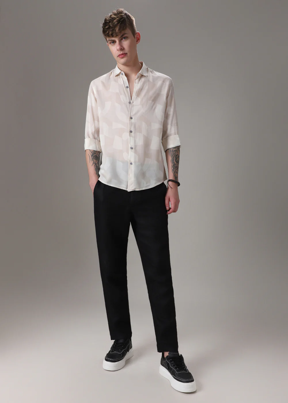 Beige Printed Shirt - Image 6
