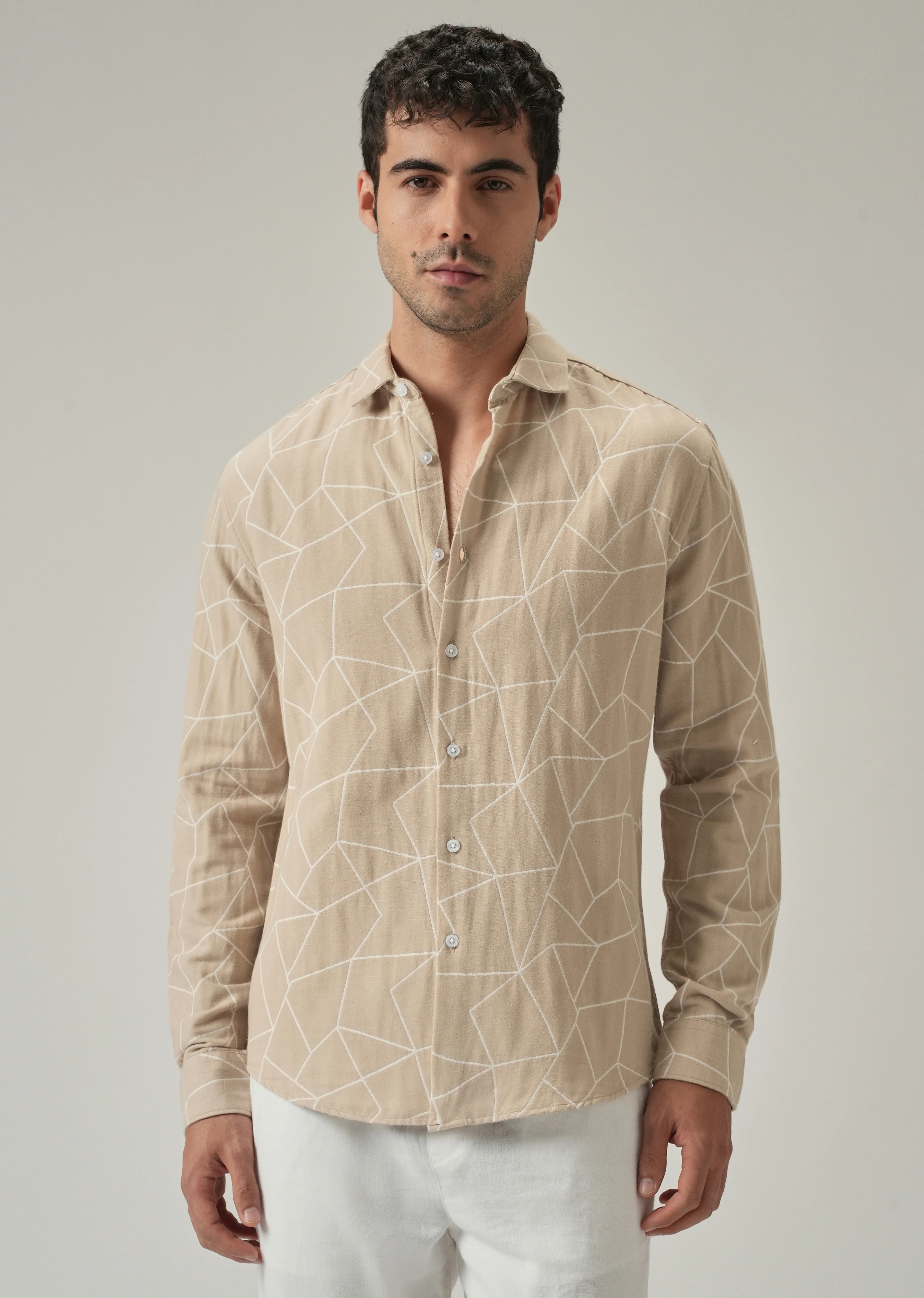 Beige Prism Pattern Shirt - Image 3