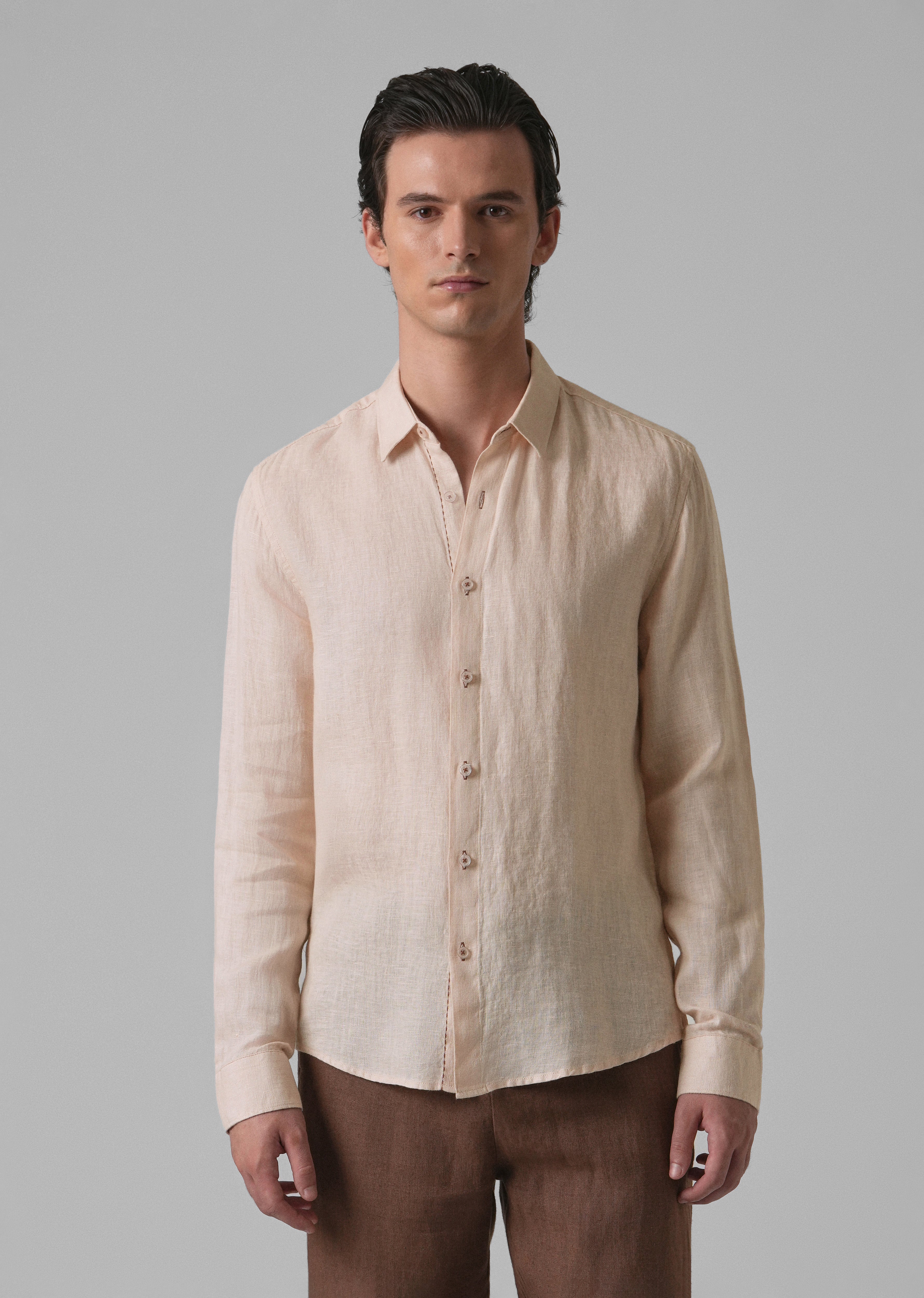 Beige Pure Linen Shirt - Image 4