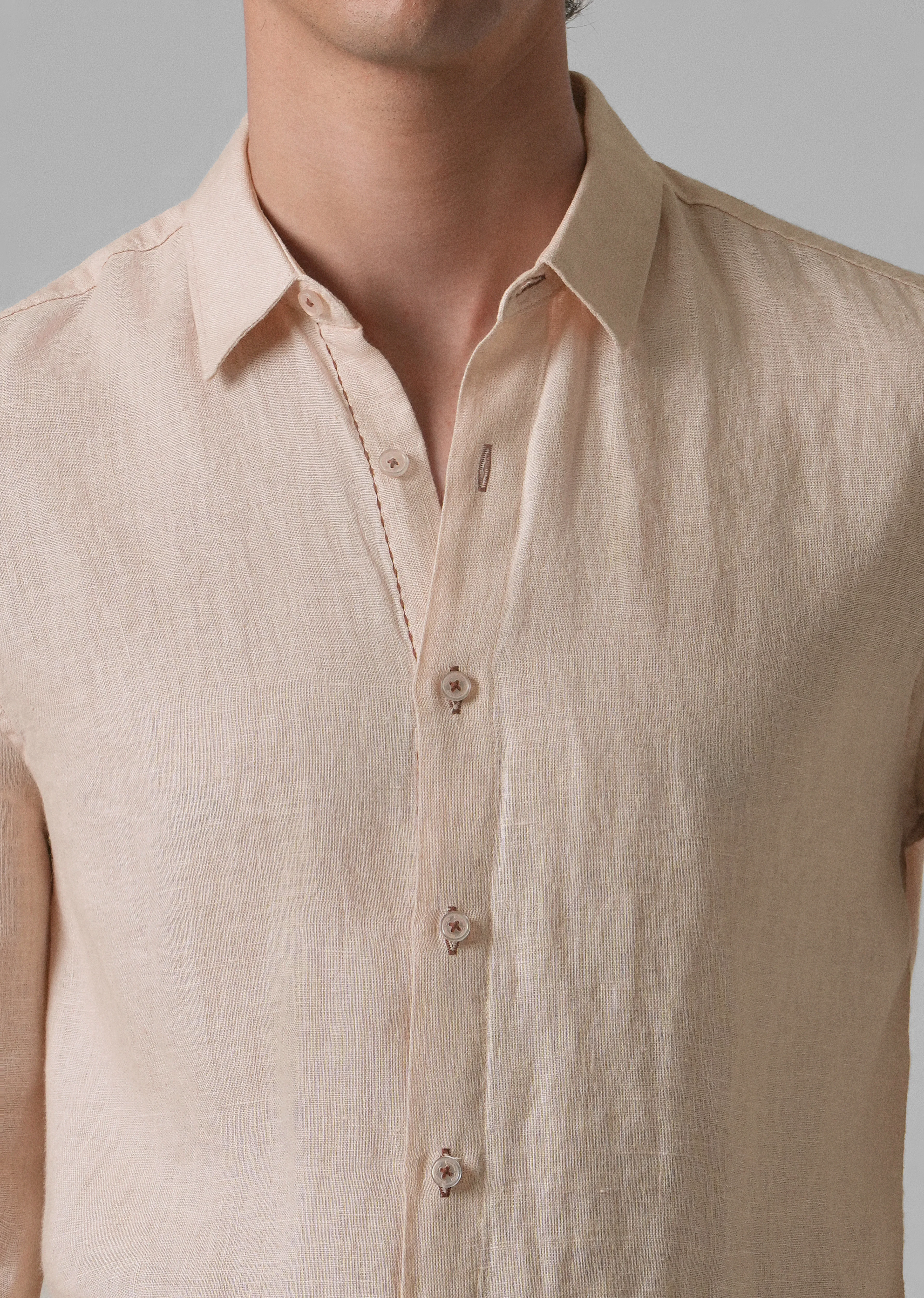 Beige Pure Linen Shirt - Image 5