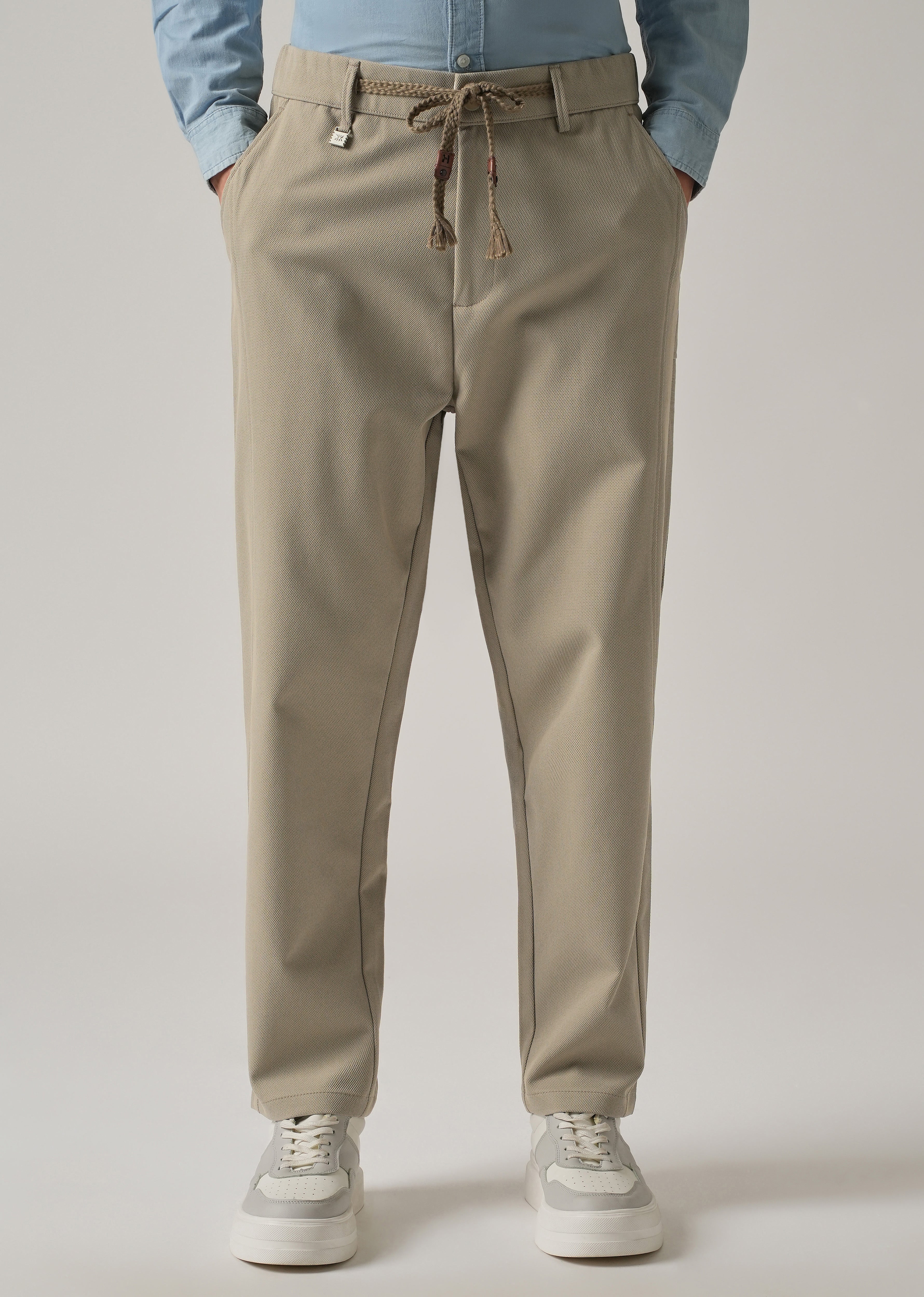 Beige Relaxed Fit Tie Waist Pant - Image 7