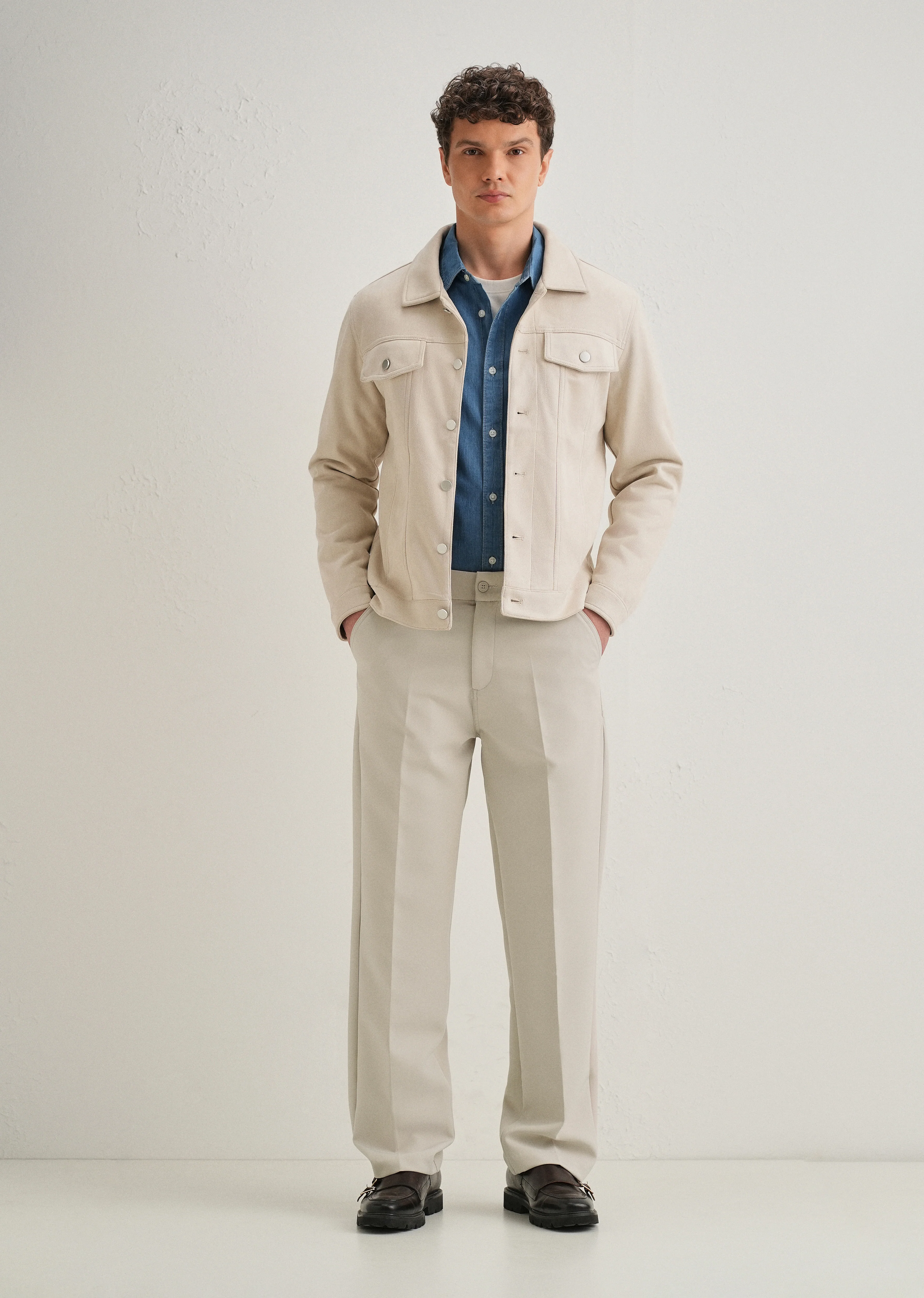 Beige Relaxed Fit Trousers - Image 6