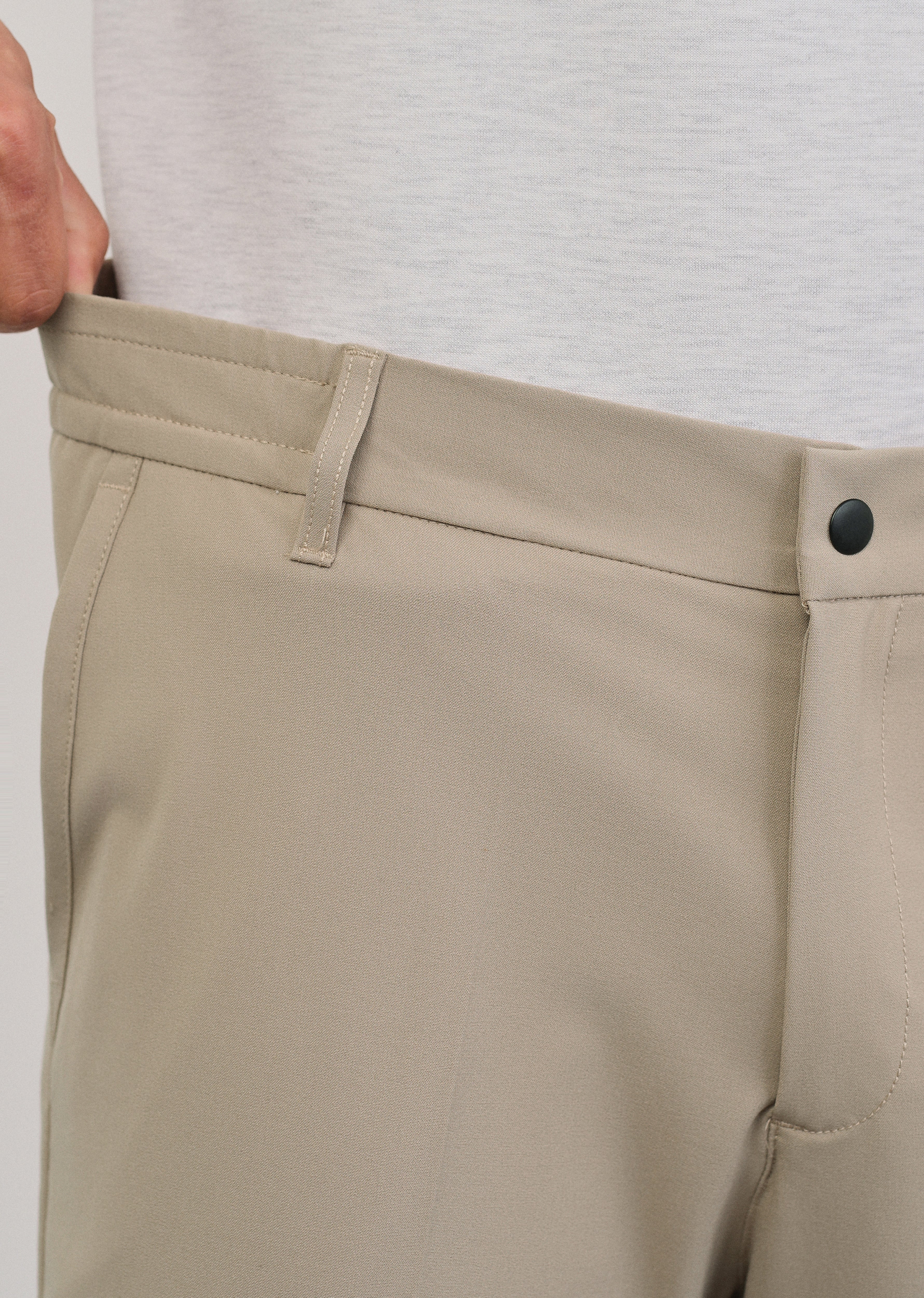 Beige Semi-Elastic Slim Fit Trouser - Image 5