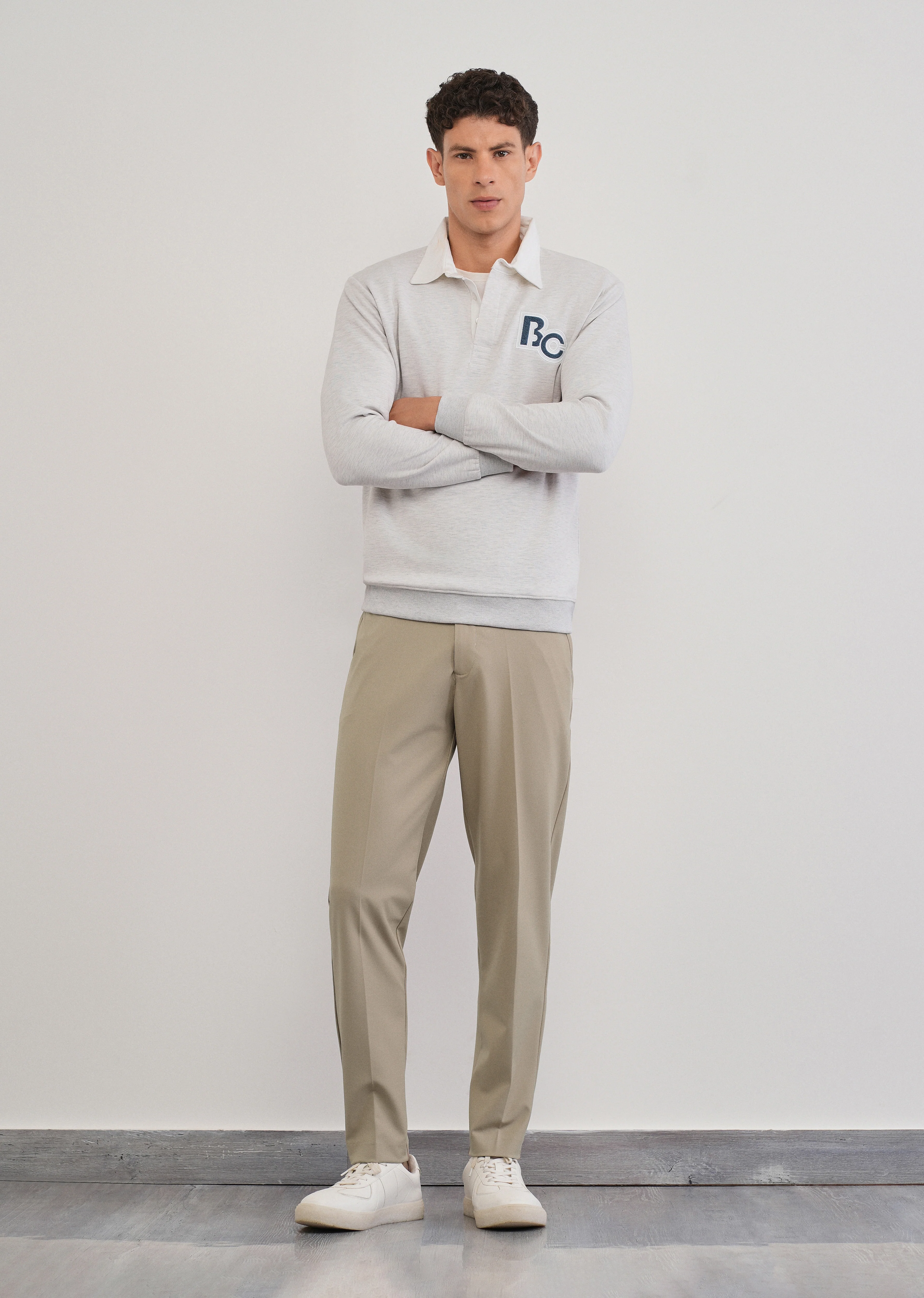 Beige Semi-Elastic Slim Fit Trouser - Image 6