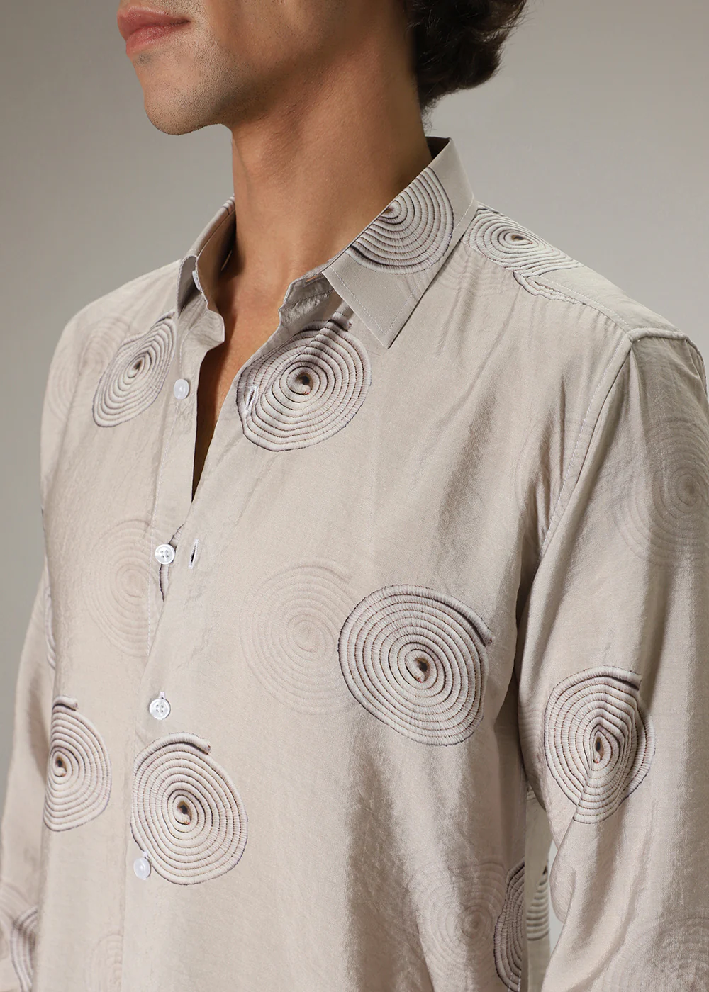 Beige Spiral Print shirt - Image 2