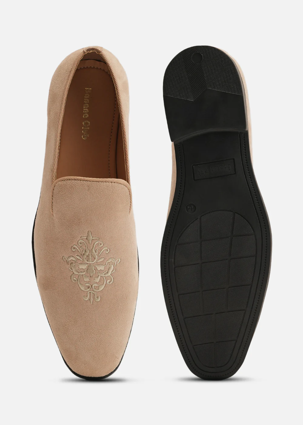 Beige Suede Embroidered Loafers - Image 5