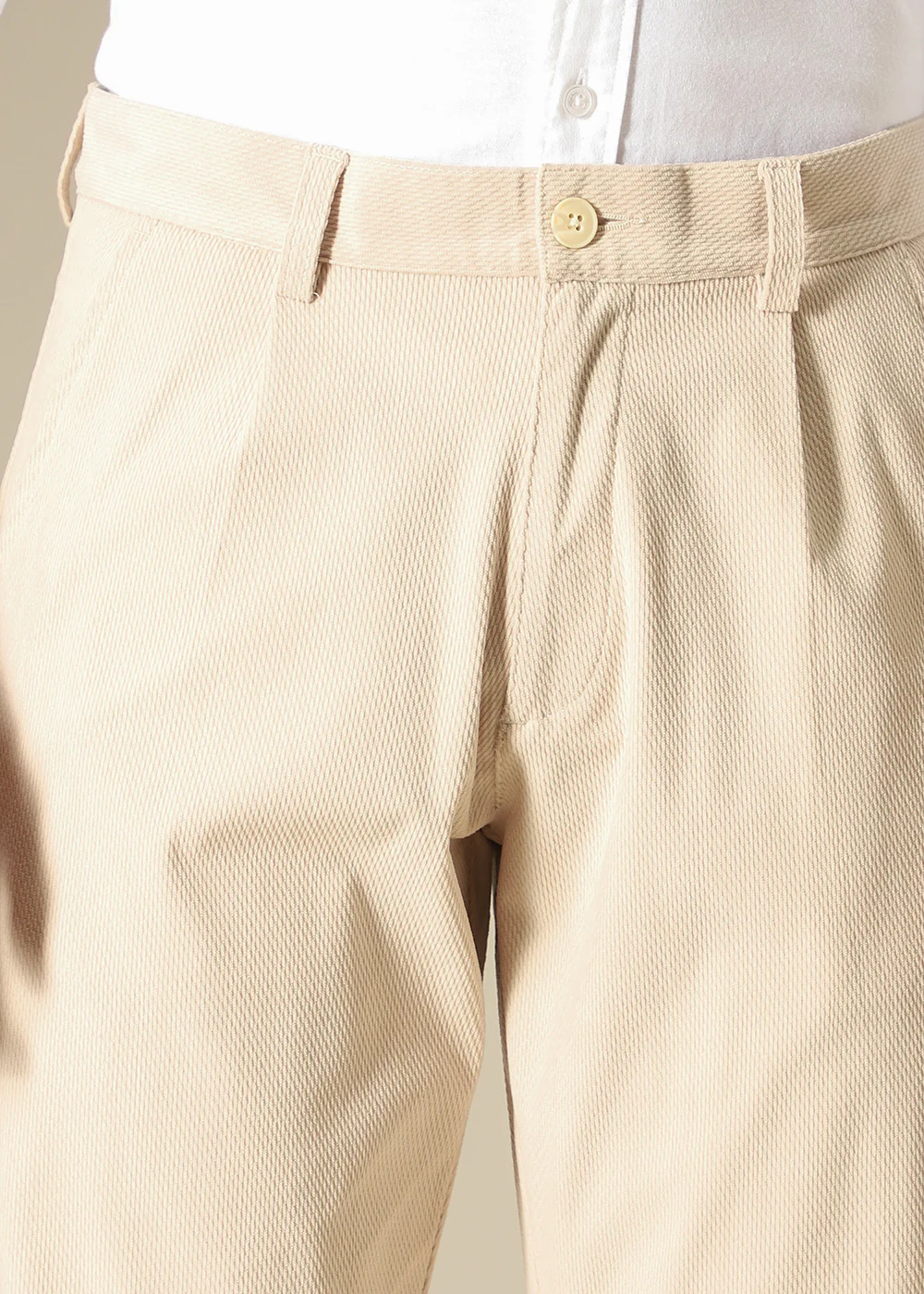 Beige Textured Corduroy Pant - Image 2