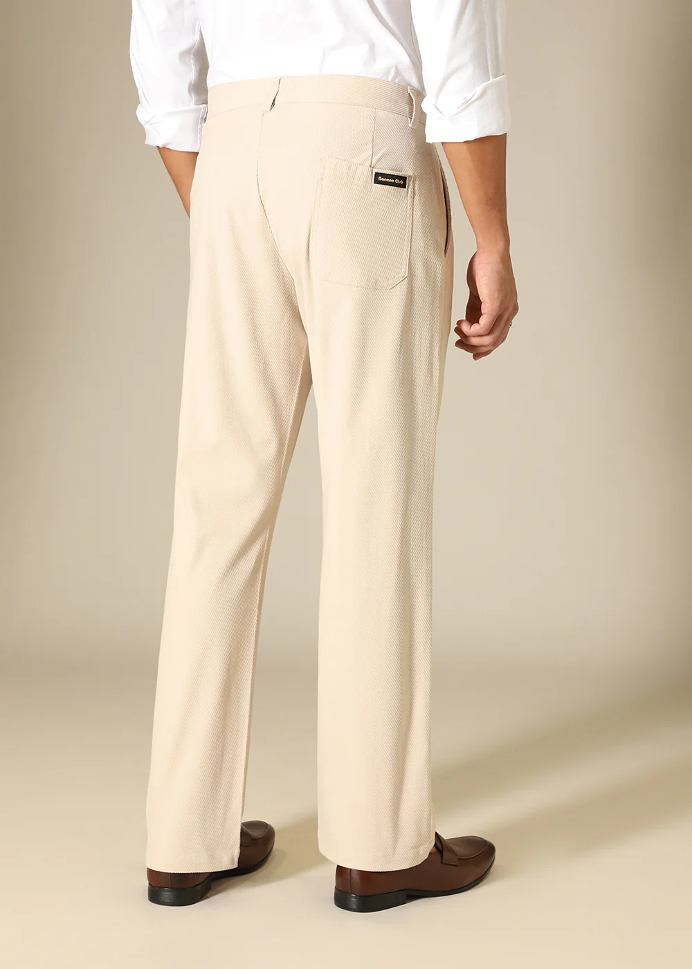 Beige Textured Corduroy Pant - Image 4