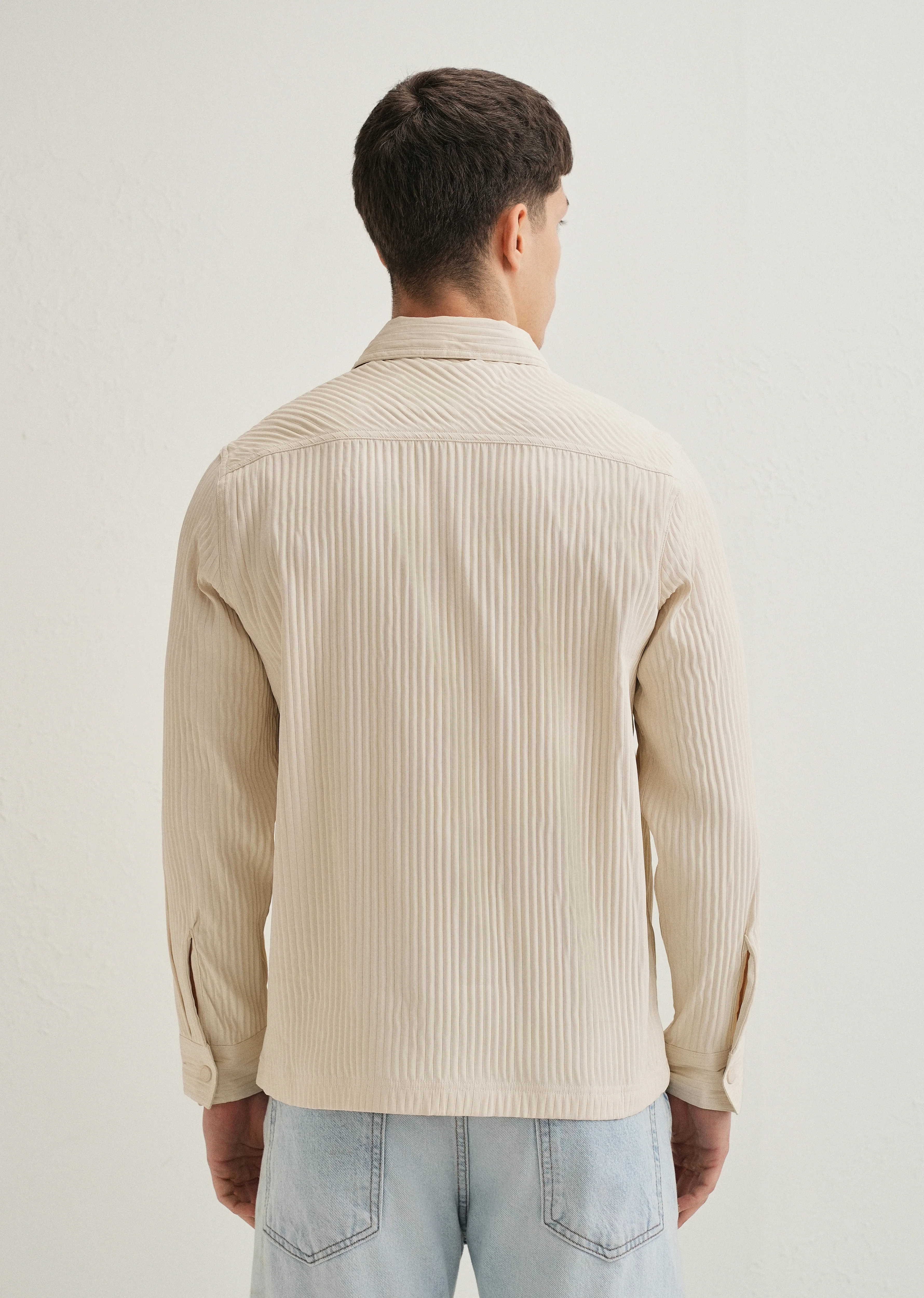 Beige Textured Utility Shacket - Image 5