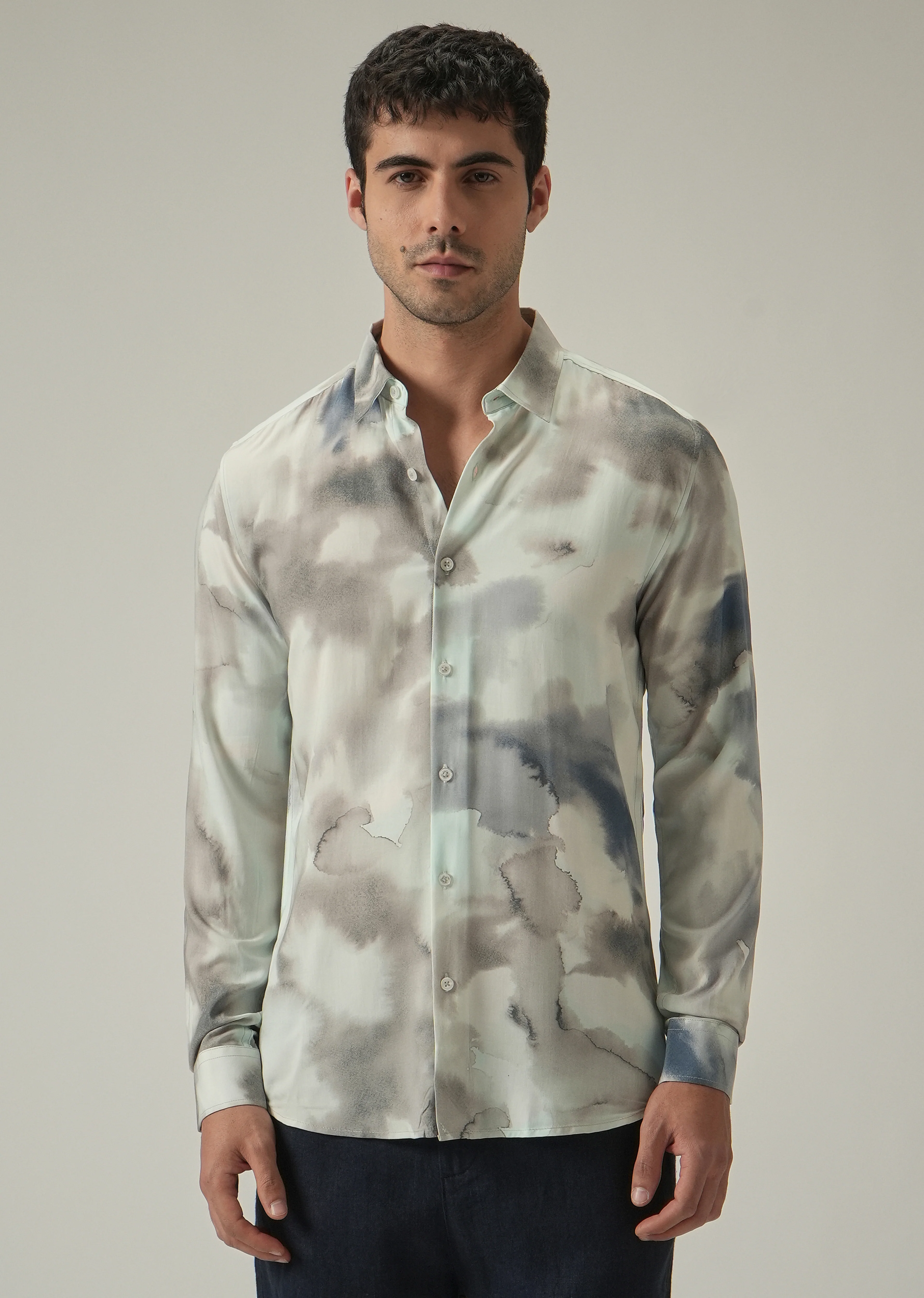 Beige Wash Print Shirt - Image 3
