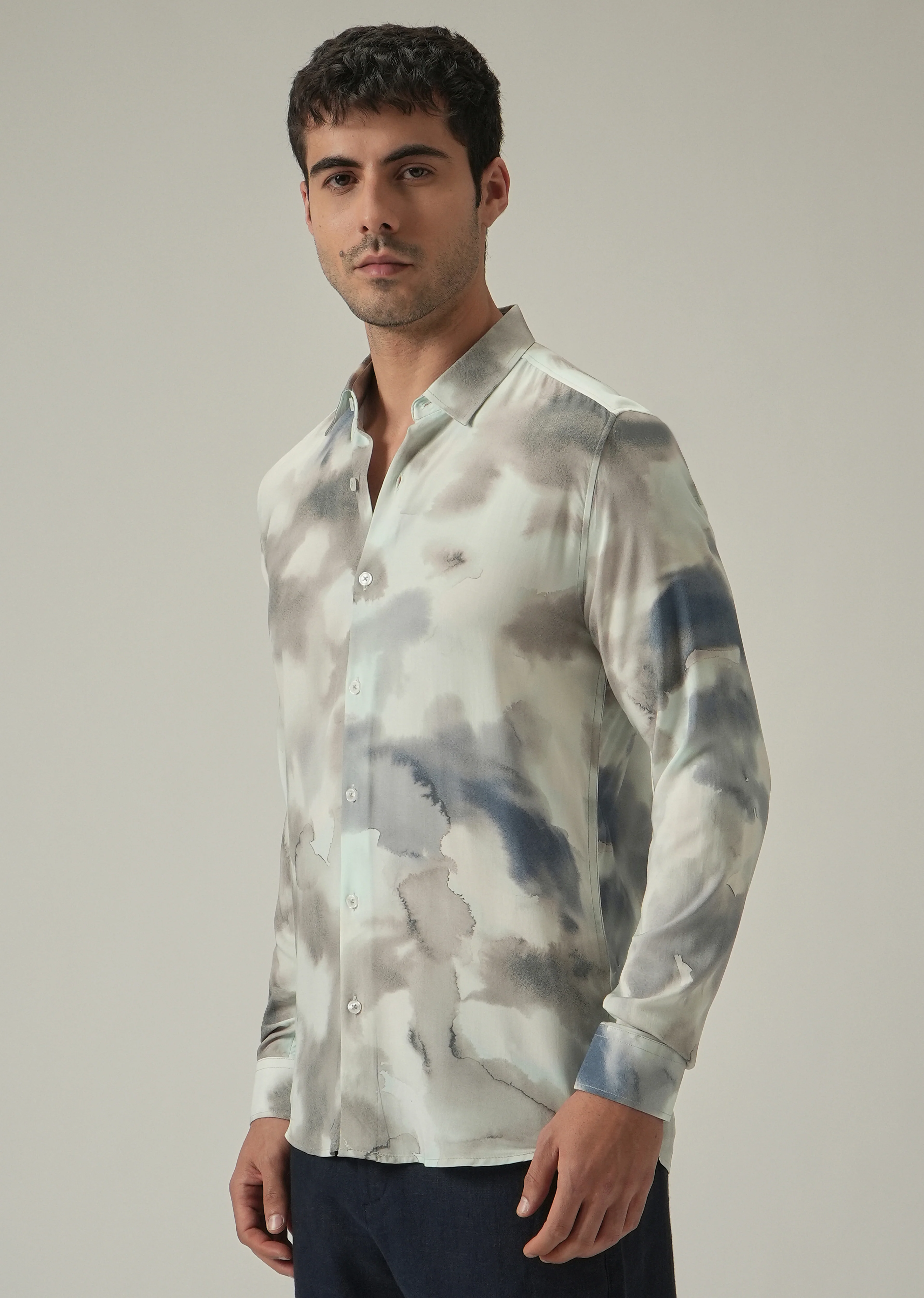 Beige Wash Print Shirt - Image 4
