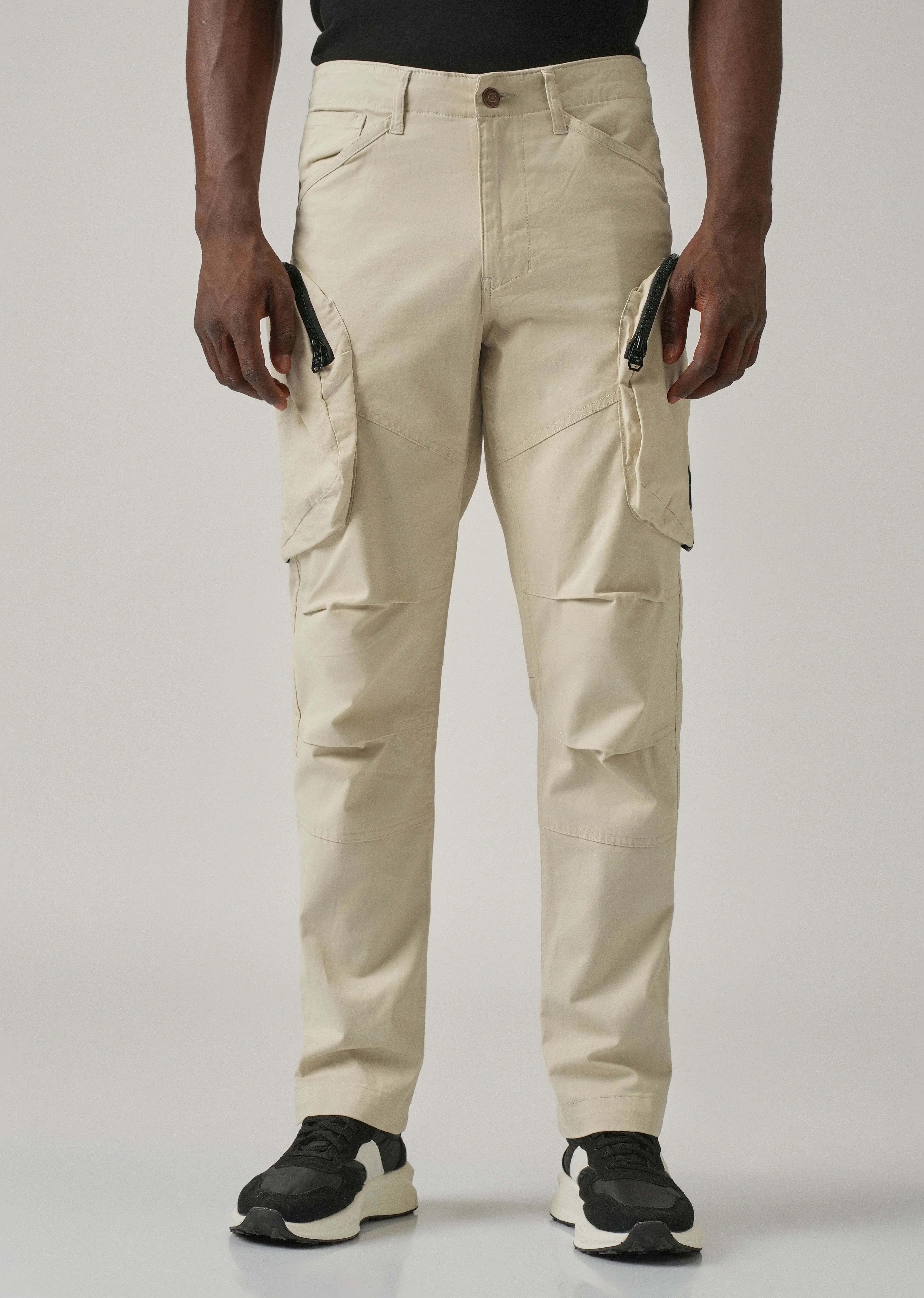 Beige Zipper Cargo Pant - Image 3