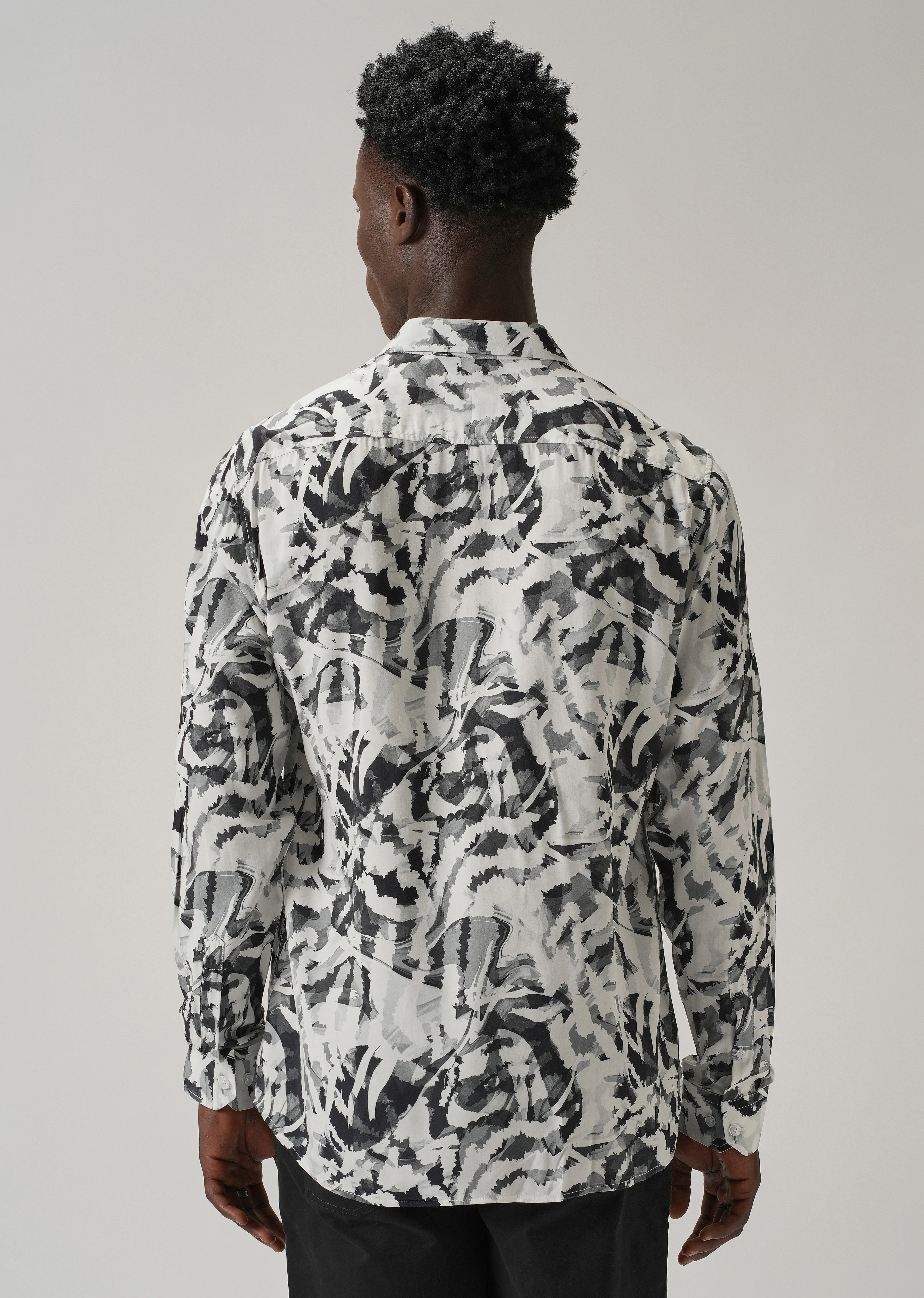 Black Abstract Camo Printed Shirt - Image 2
