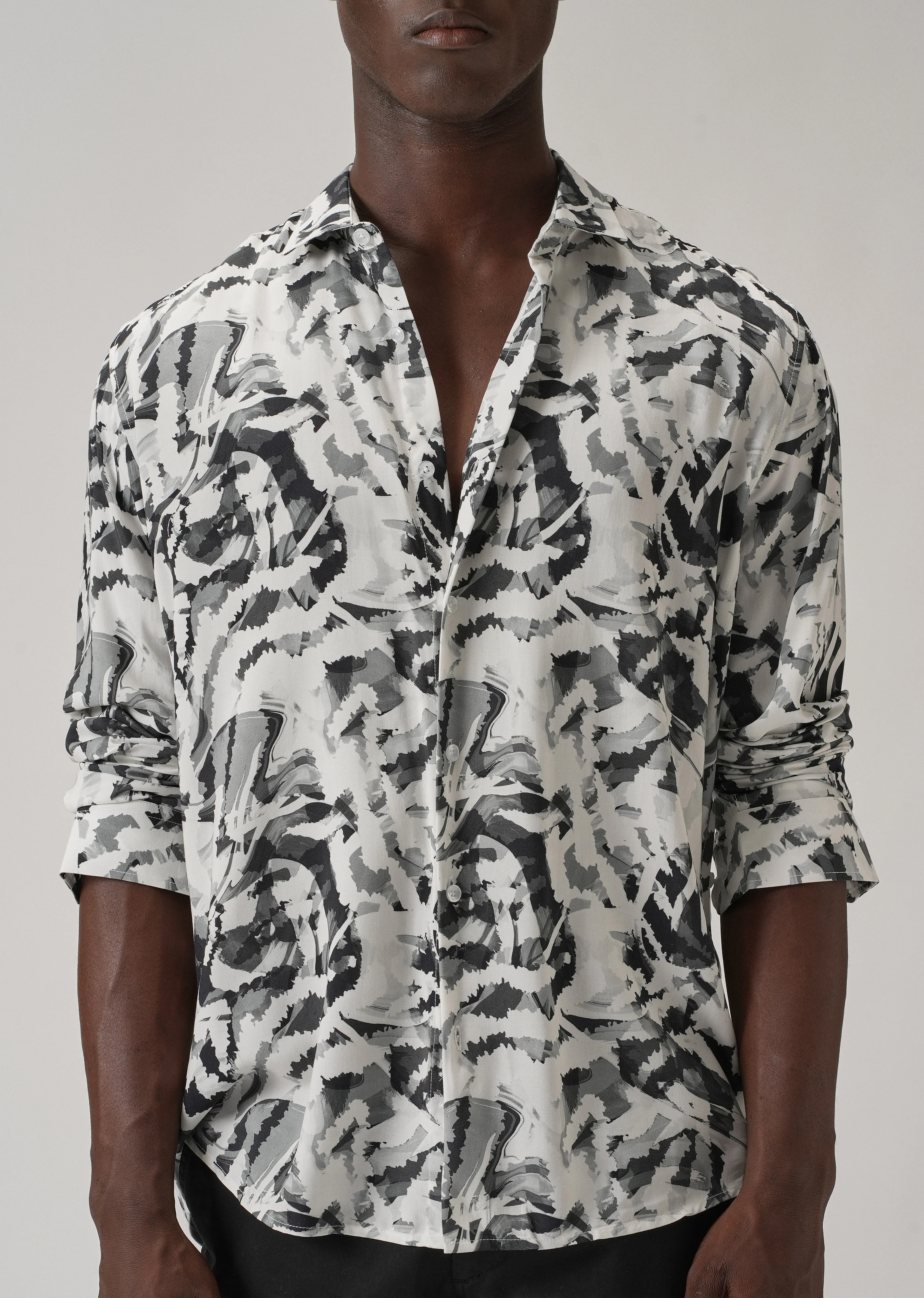 Black Abstract Camo Printed Shirt - Image 7